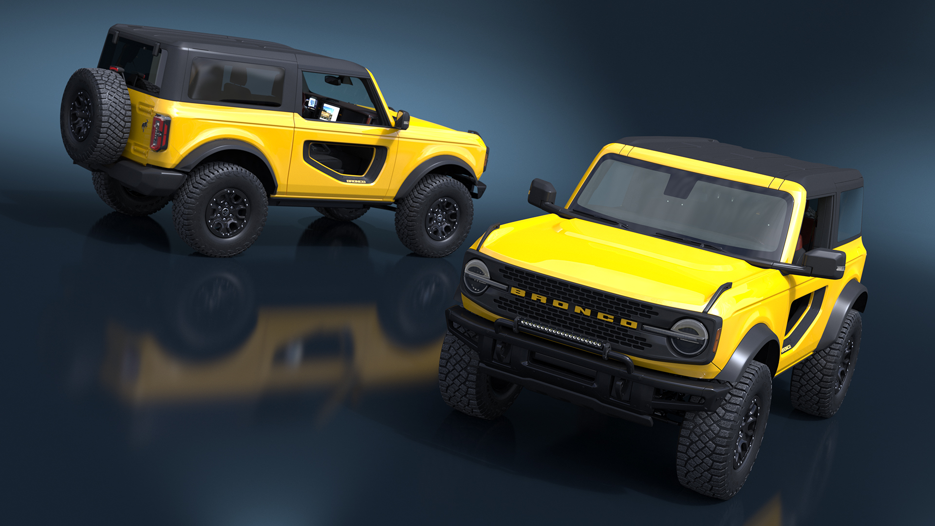 3D Ford Bronco Two Door Yellow 4X4