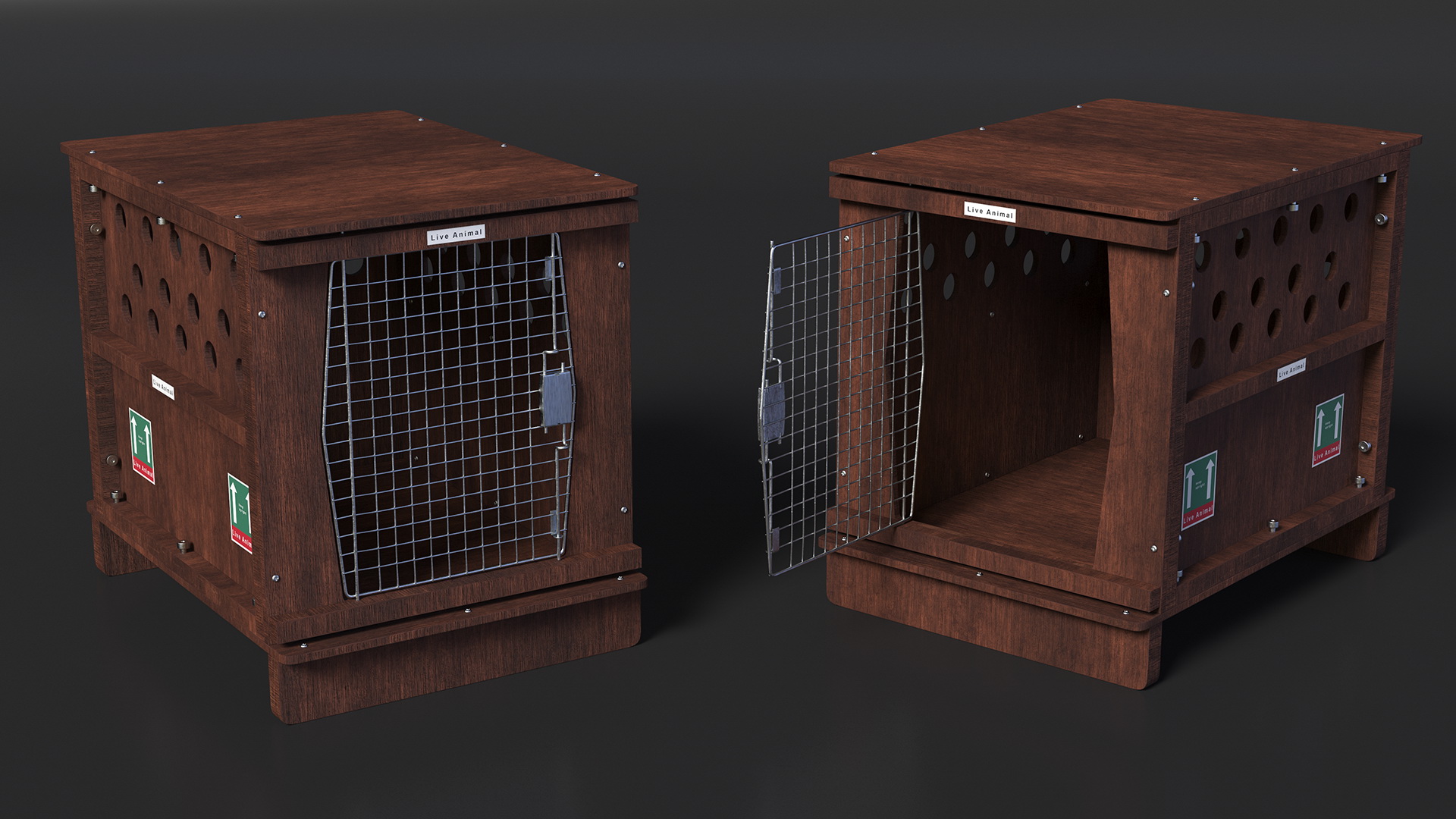 Animal Crate Travel Dark Wood 3D model