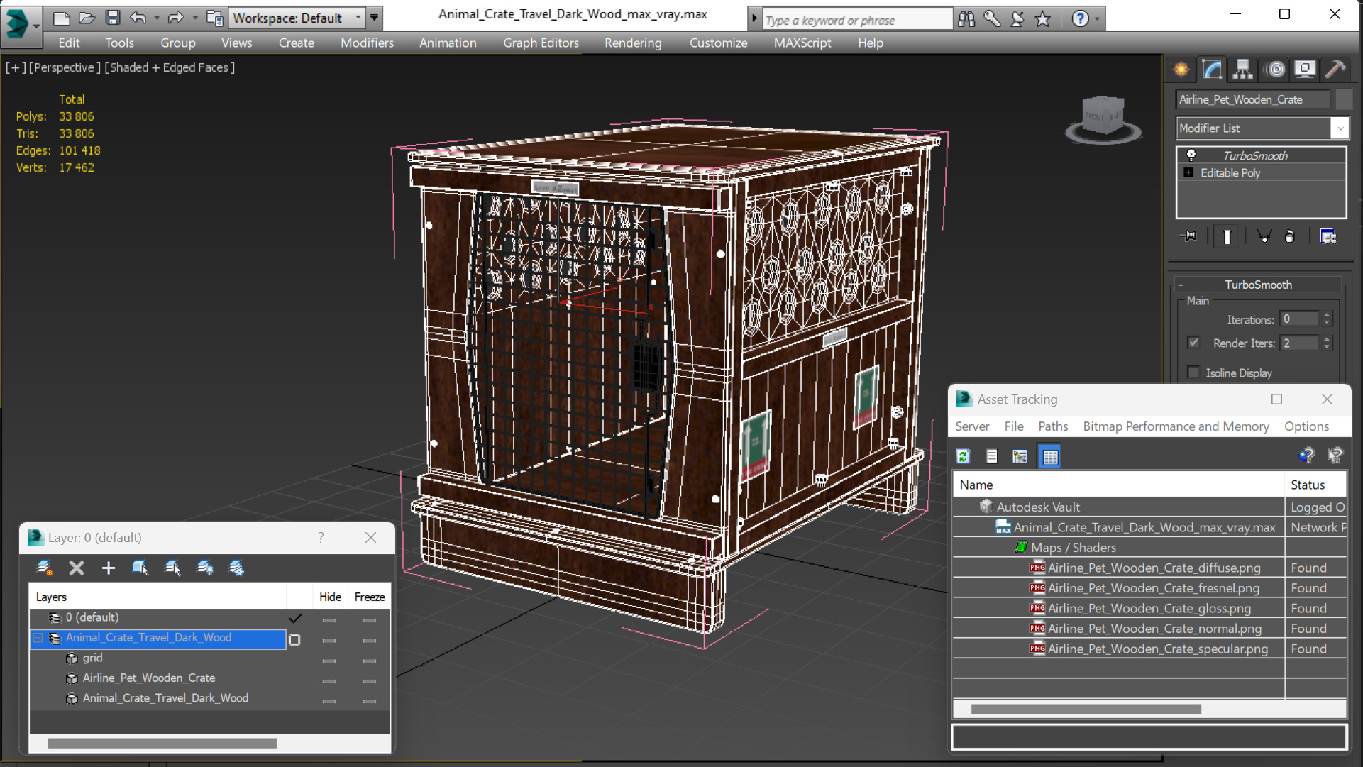 Animal Crate Travel Dark Wood 3D model