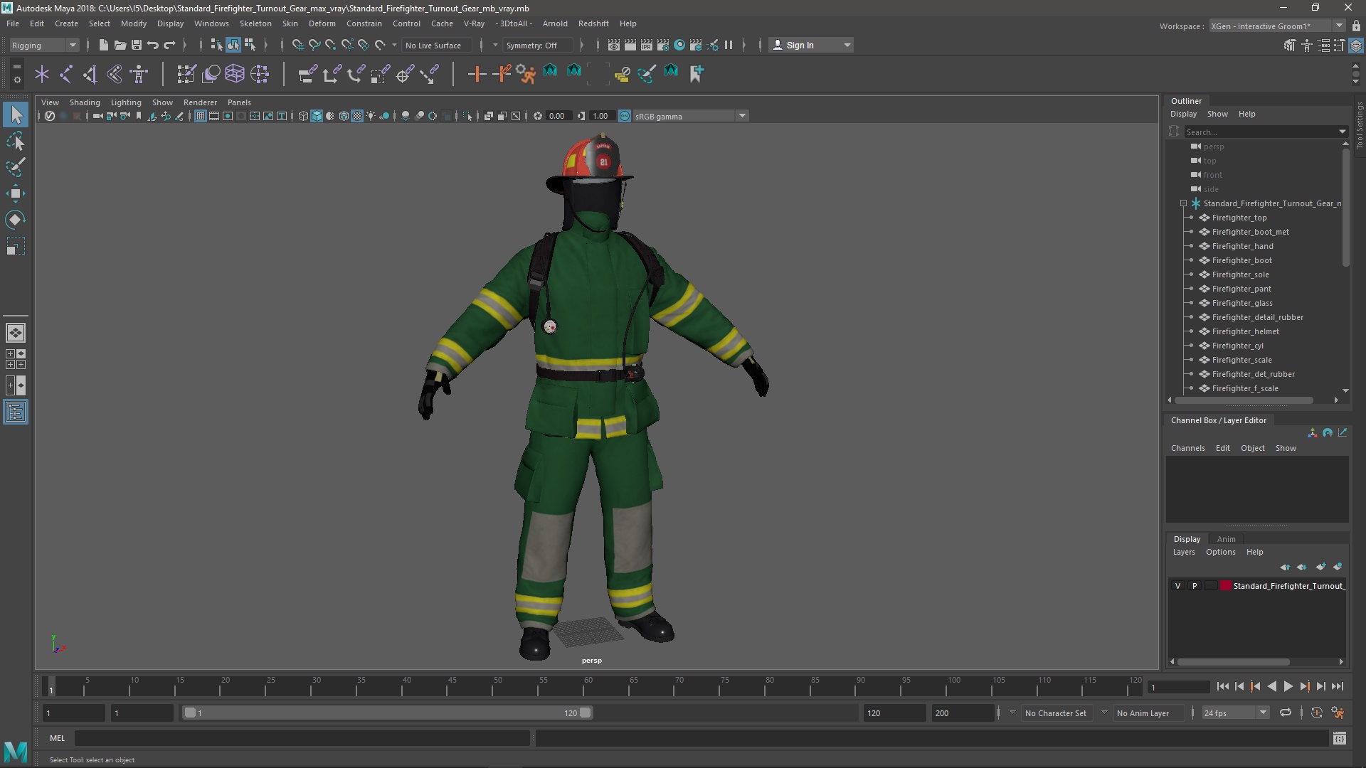 3D Standard Firefighter Turnout Gear model