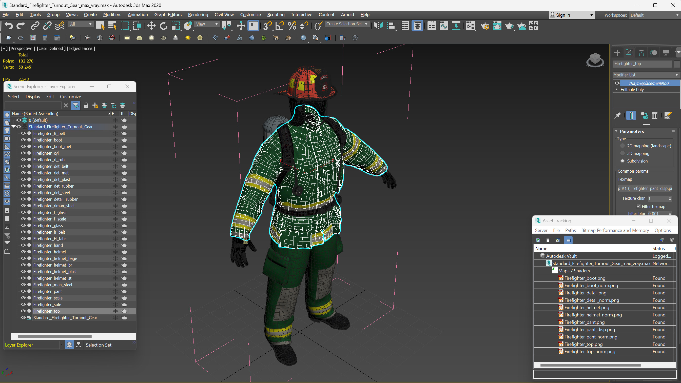 3D Standard Firefighter Turnout Gear model