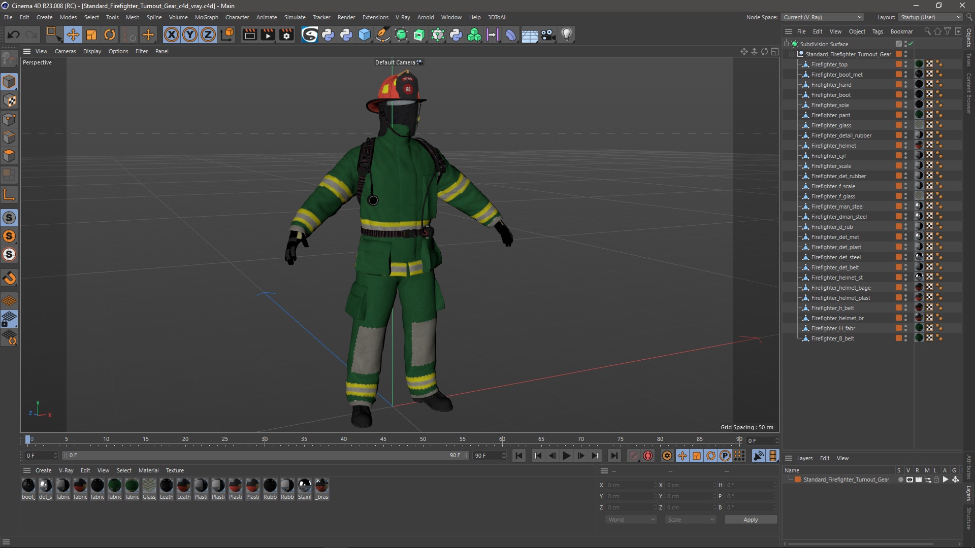 3D Standard Firefighter Turnout Gear model