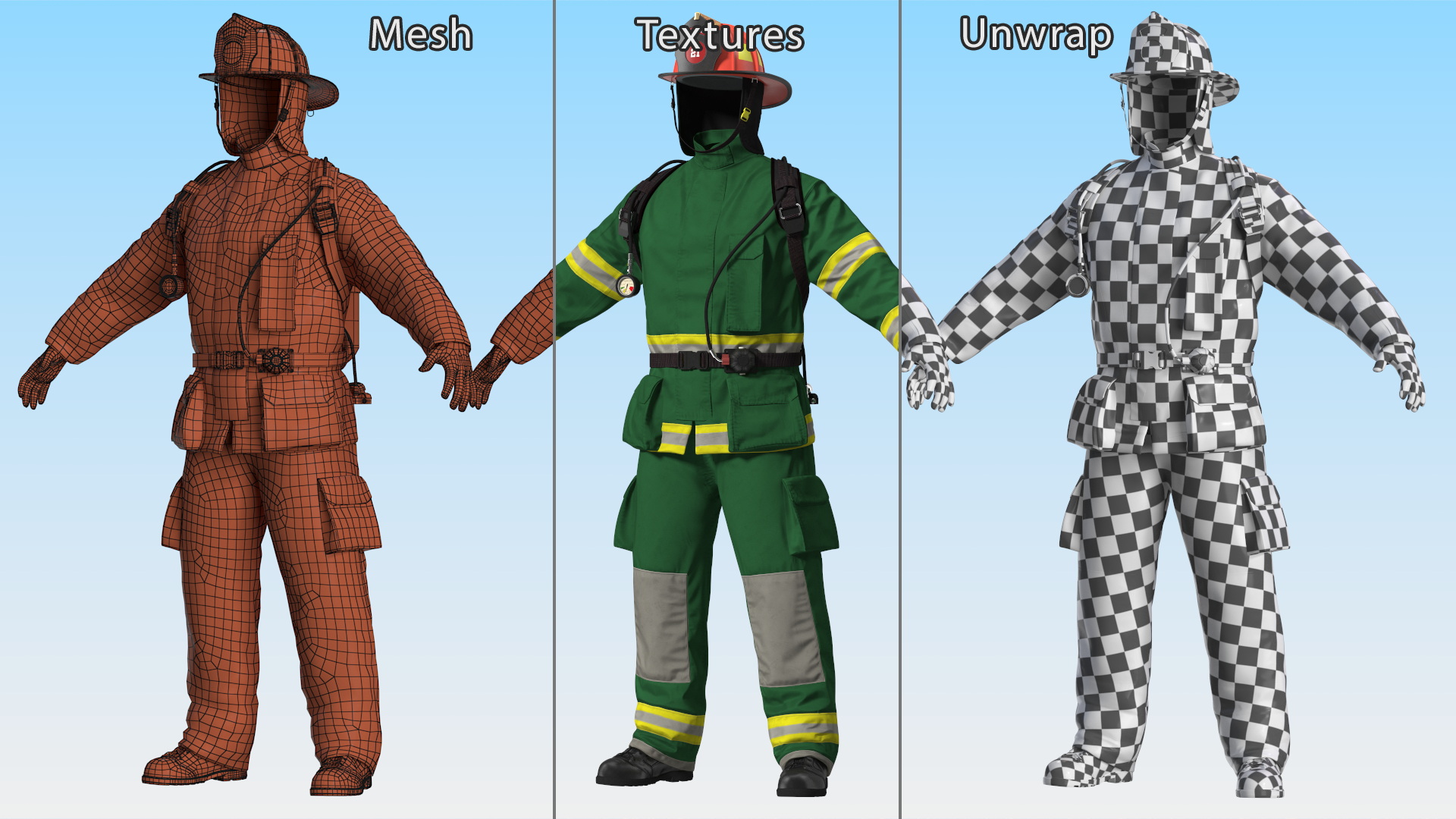 3D Standard Firefighter Turnout Gear model