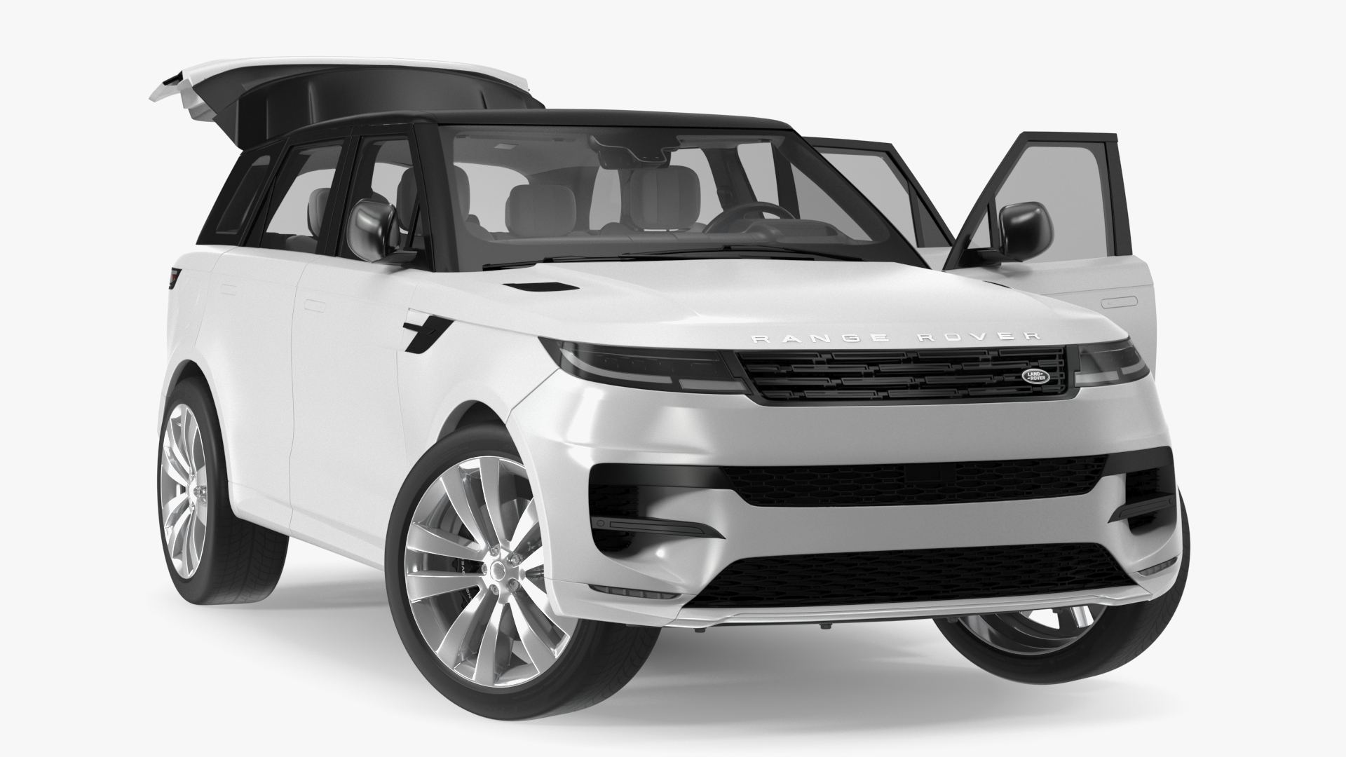 3D Light Grey Range Rover Sport SUV 2023 Rigged for Maya model