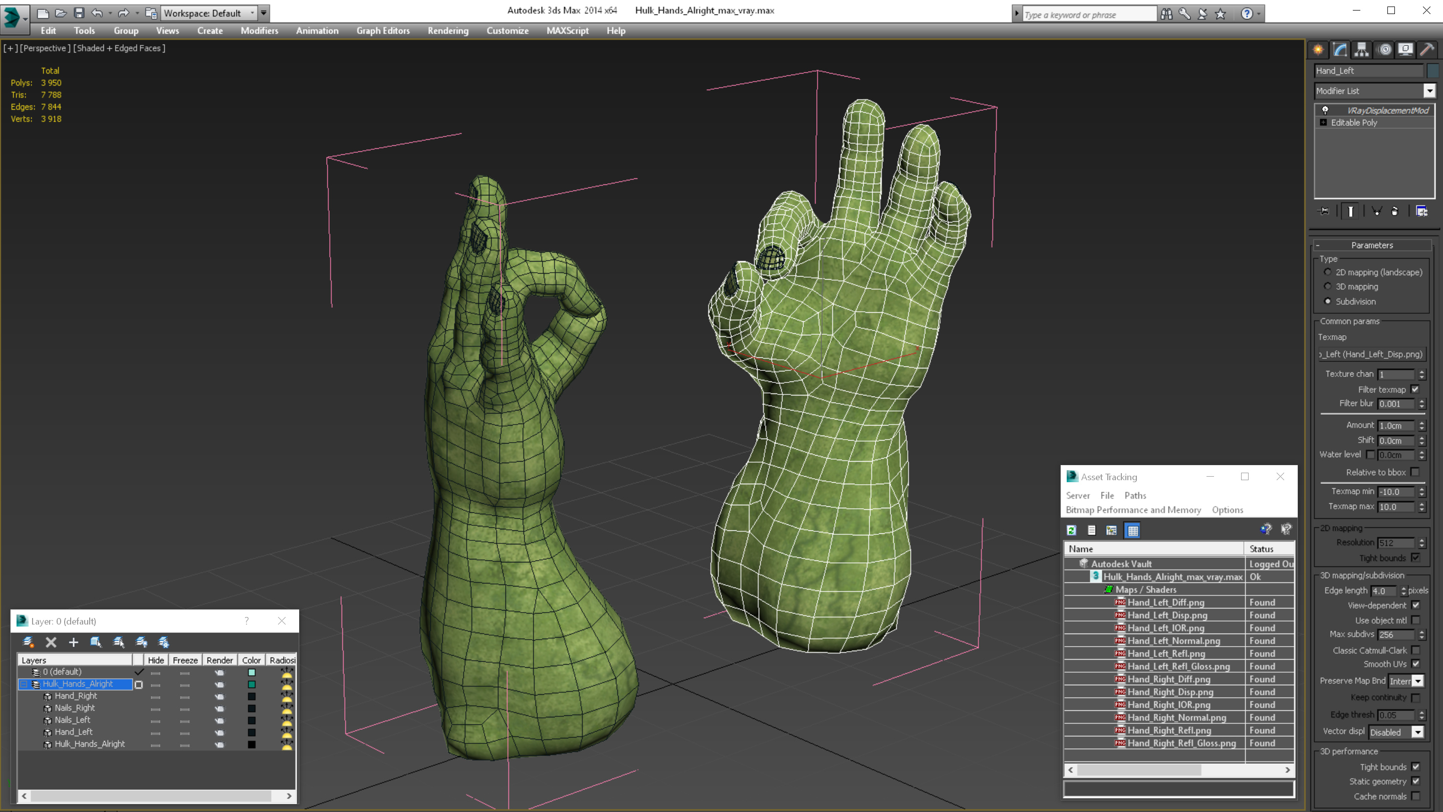 3D Hulk Hands Alright model