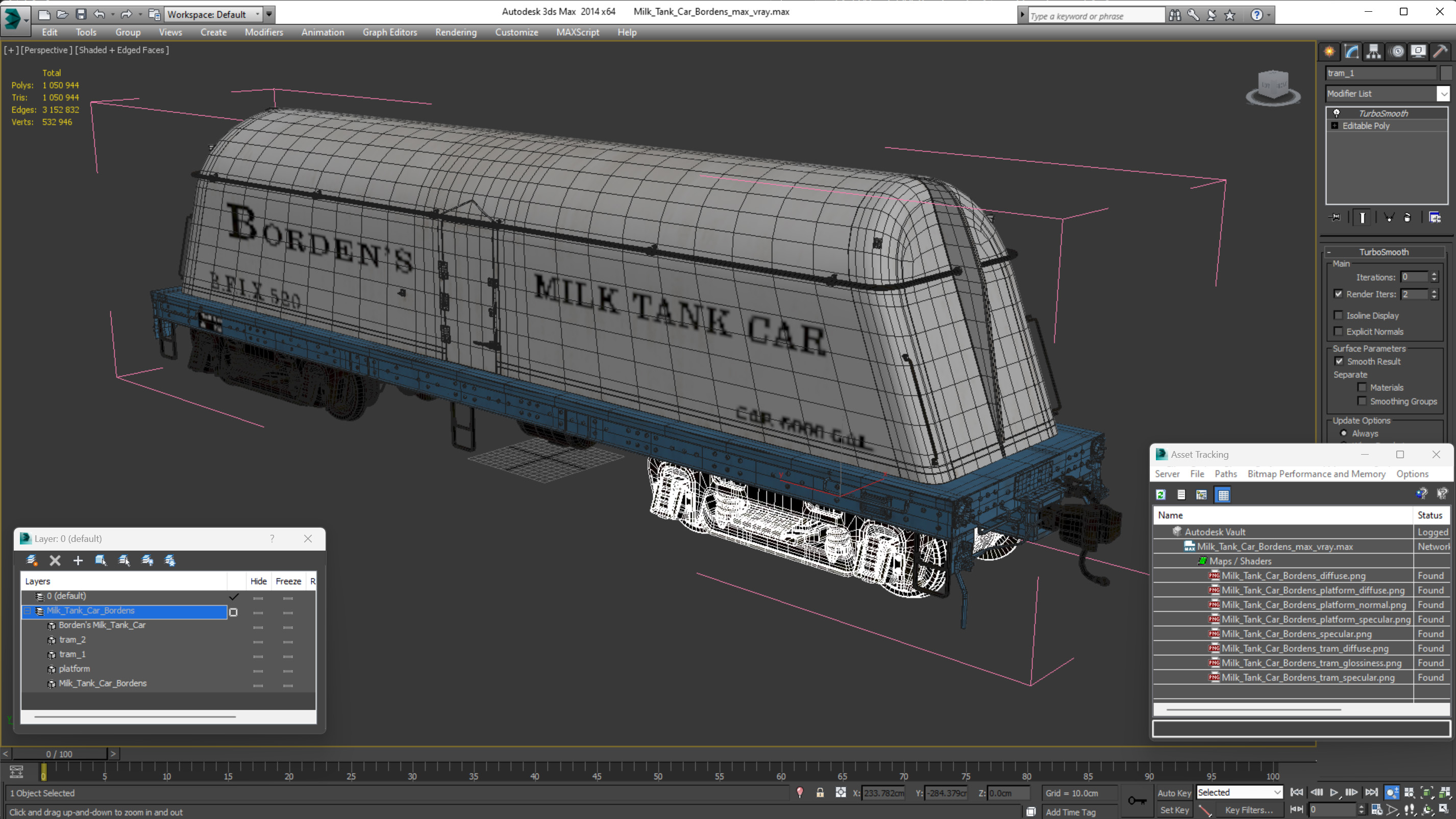 3D Milk Tank Car Bordens