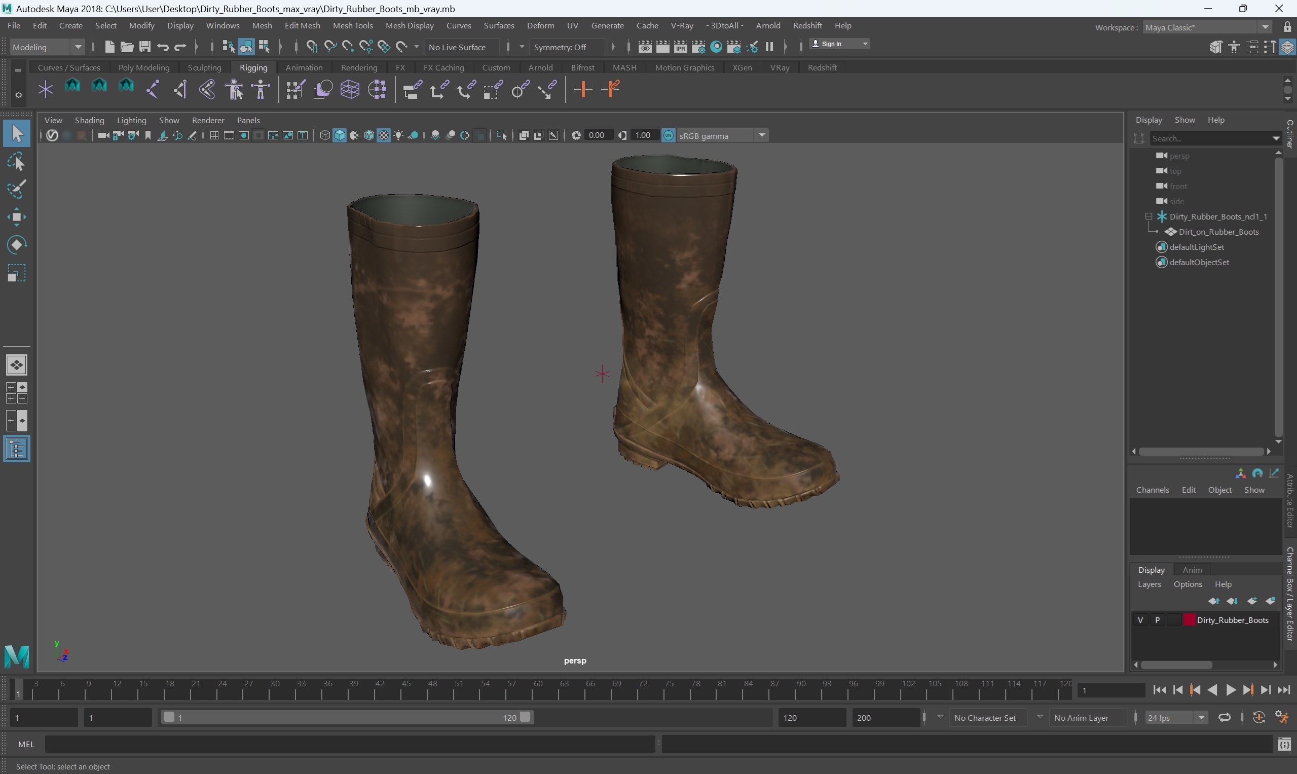 3D Dirty Rubber Boots model