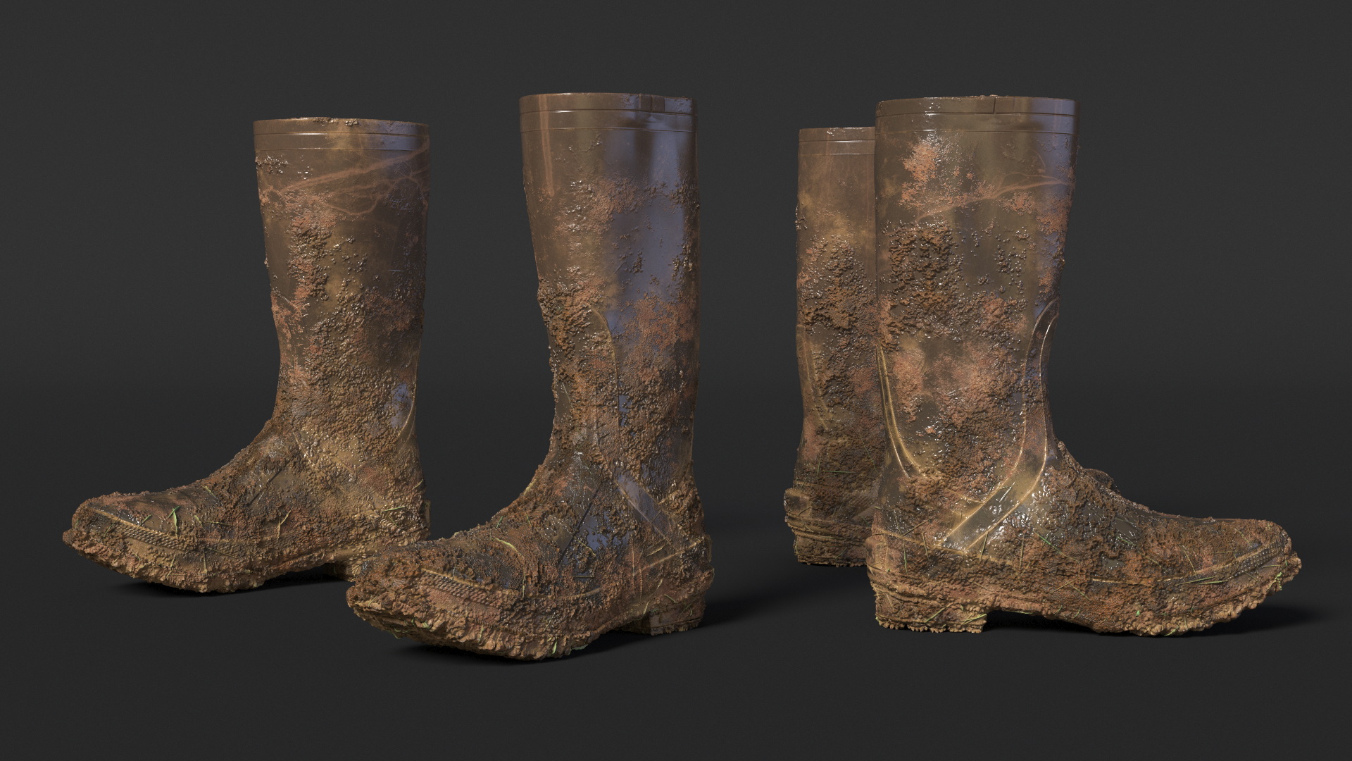 3D Dirty Rubber Boots model