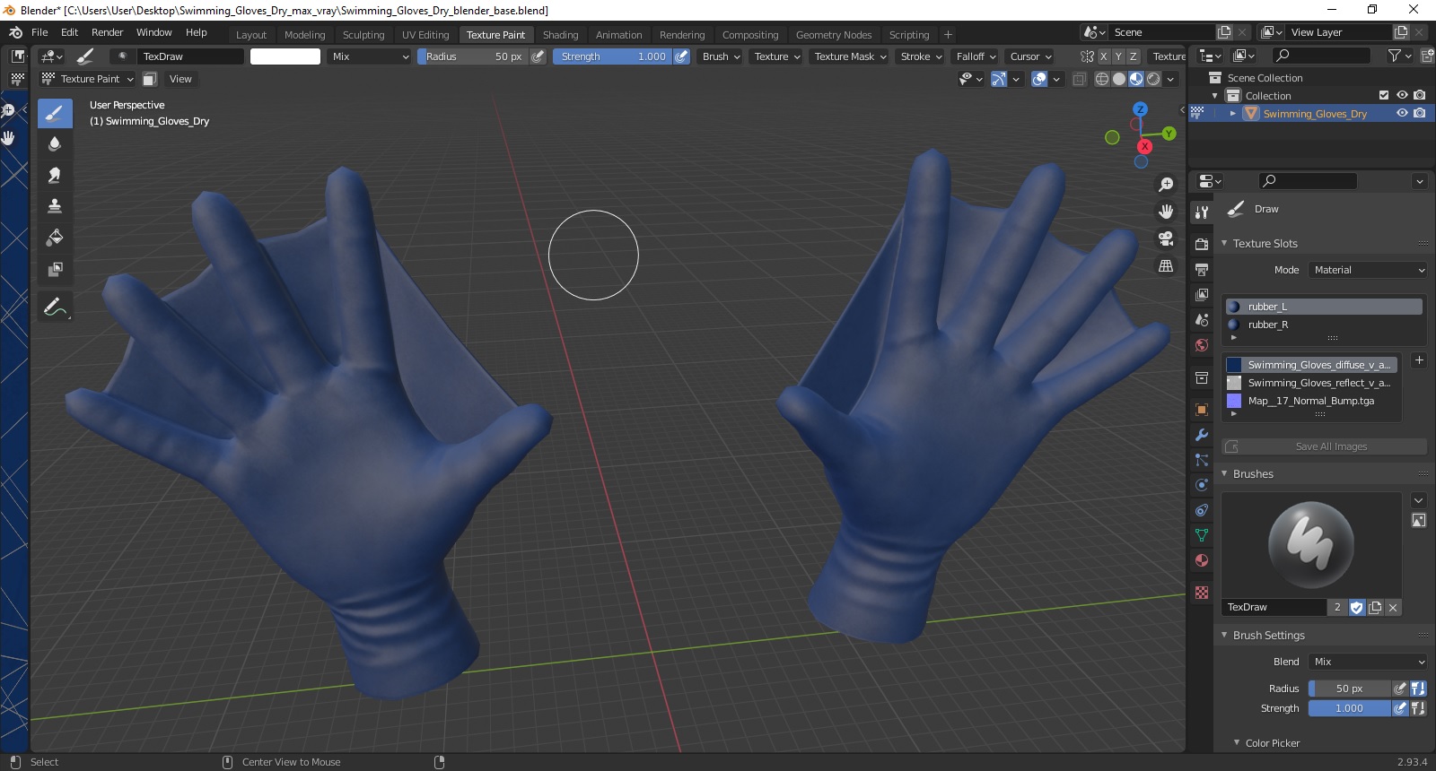 Swimming Gloves Dry 3D model