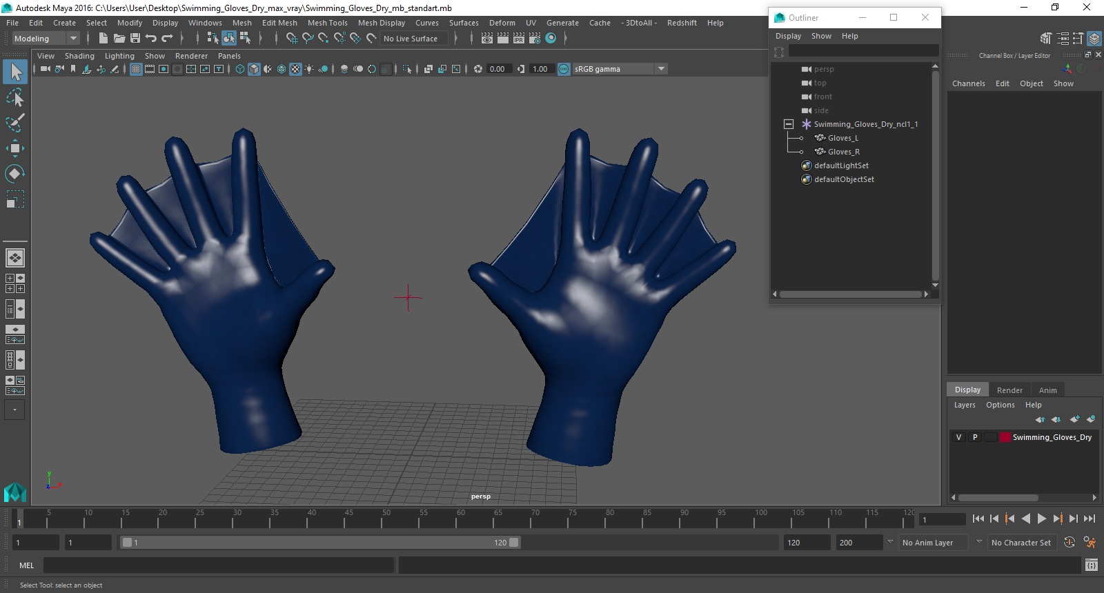 Swimming Gloves Dry 3D model