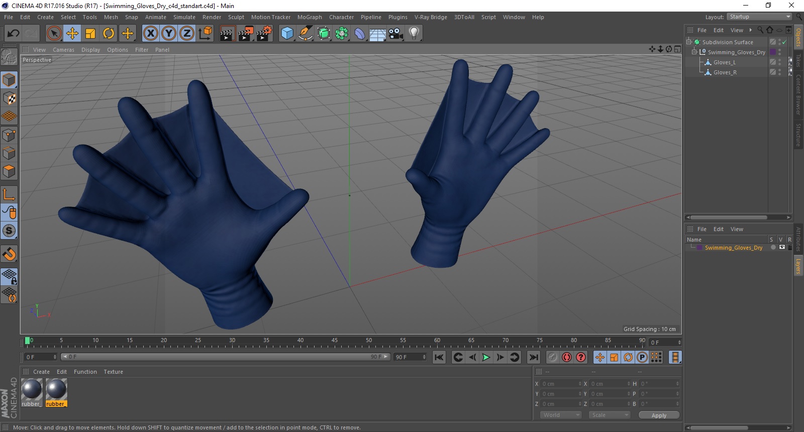 Swimming Gloves Dry 3D model