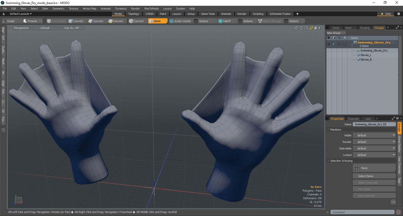 Swimming Gloves Dry 3D model