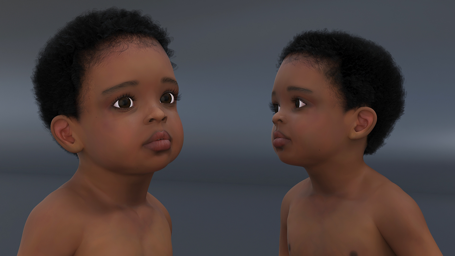 3D model African Baby Boy Light Skin in Diaper Sitting