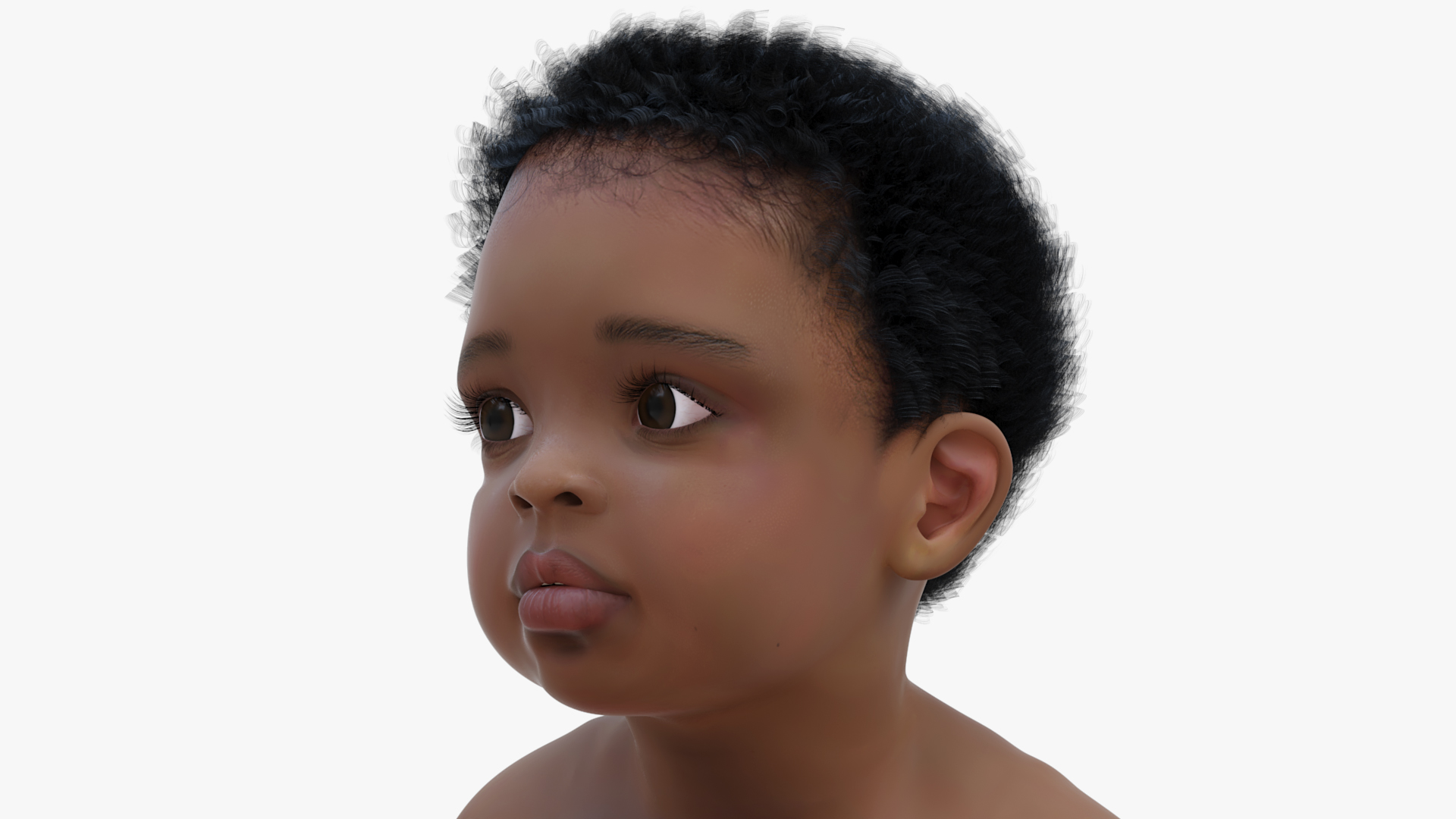 3D model African Baby Boy Light Skin in Diaper Sitting