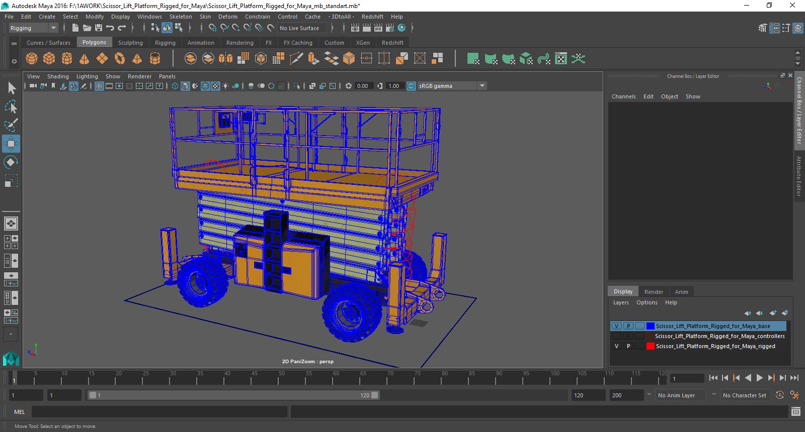 Scissor Lift Platform Rigged for Maya 3D