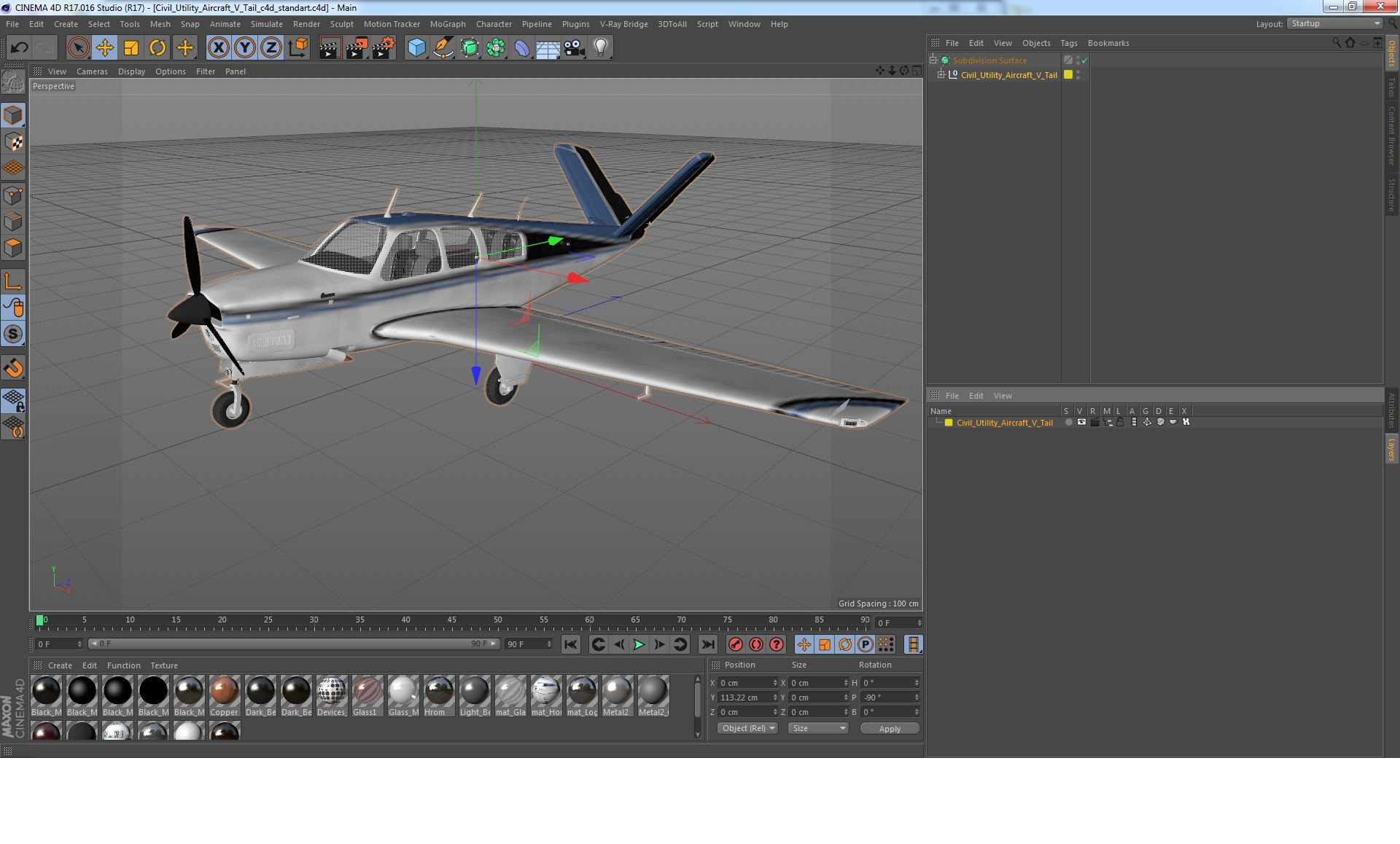 Civil Utility Aircraft V Tail 3D model