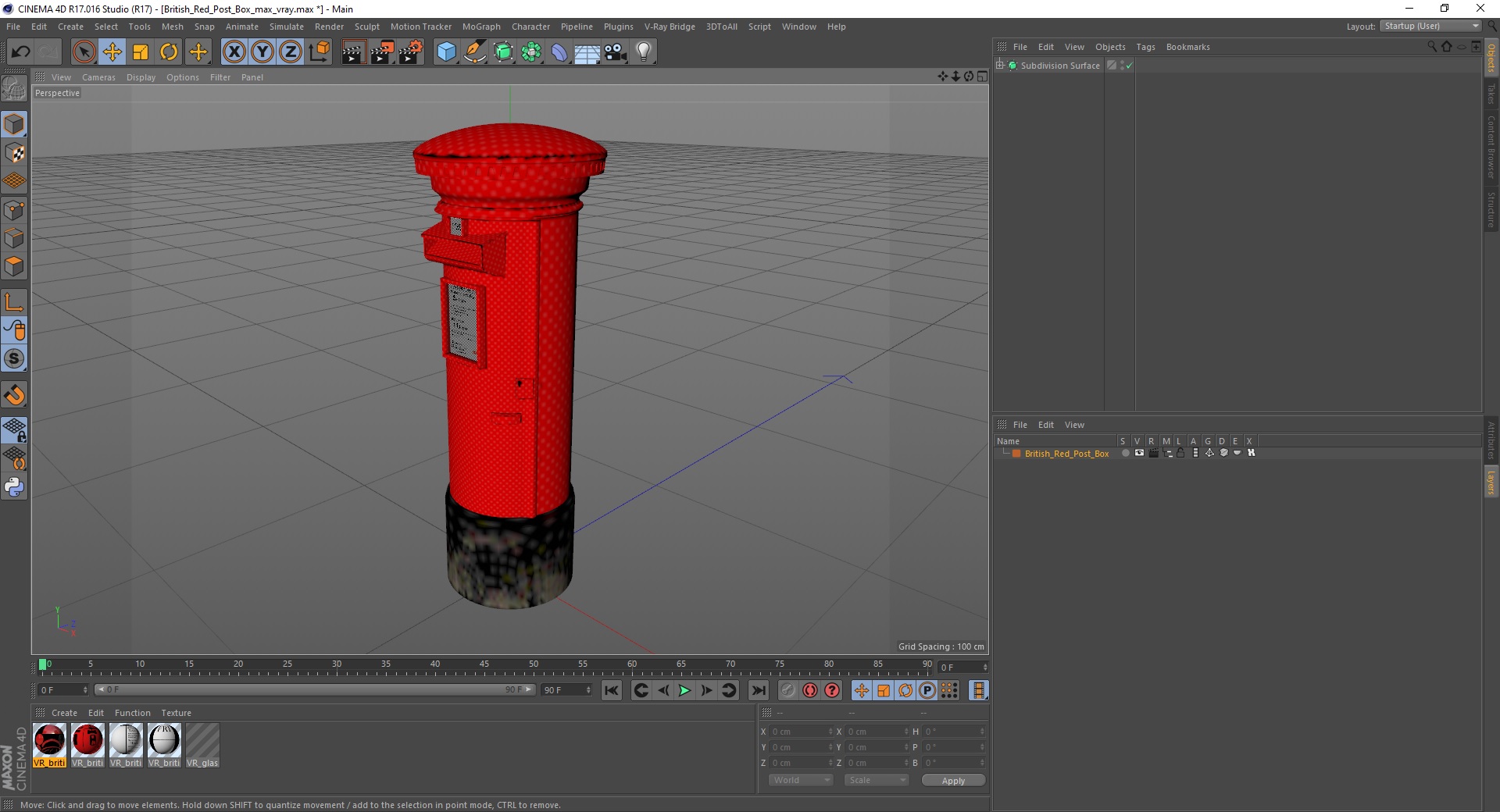 3D model British Red Post Box