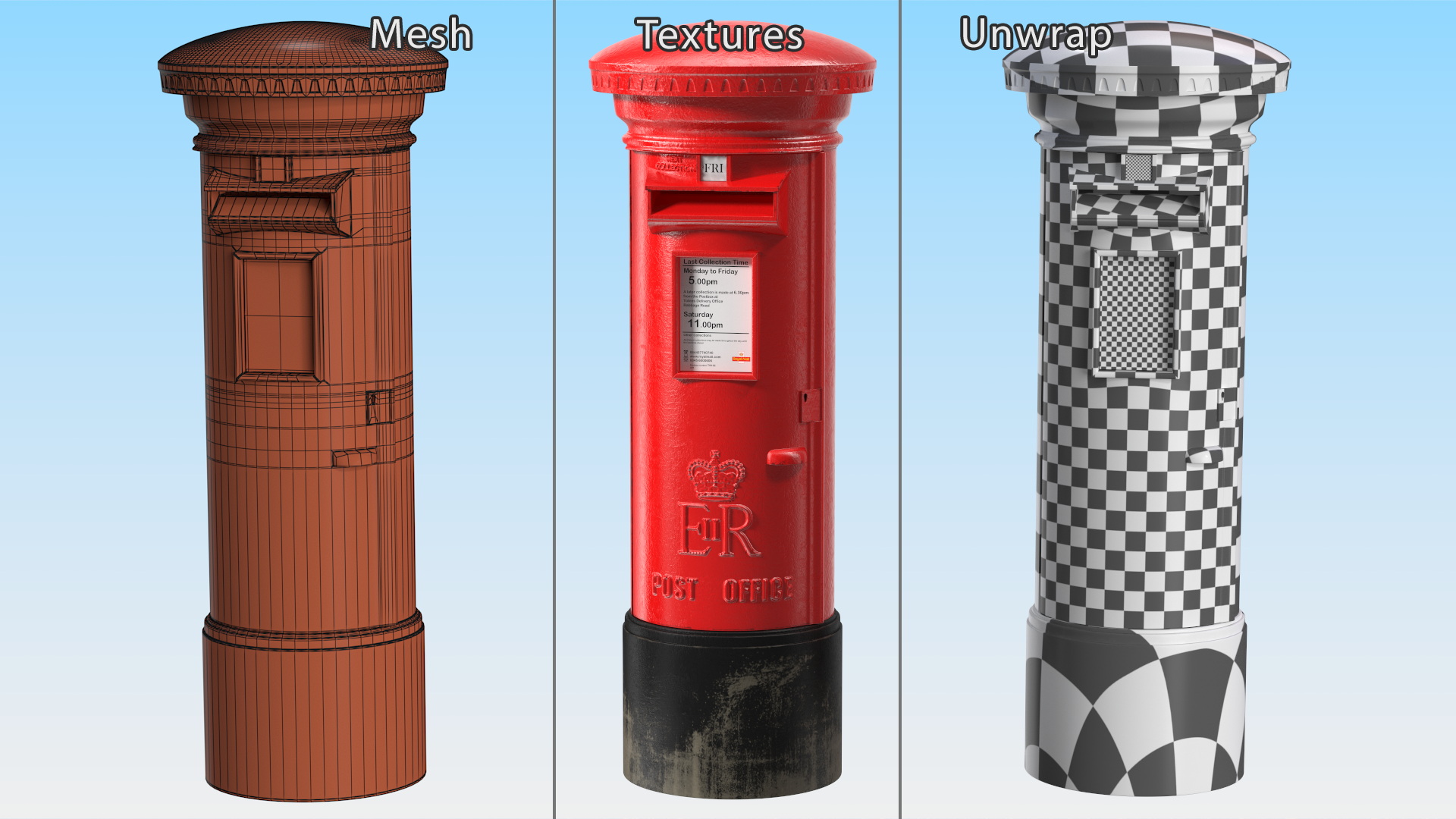 3D model British Red Post Box