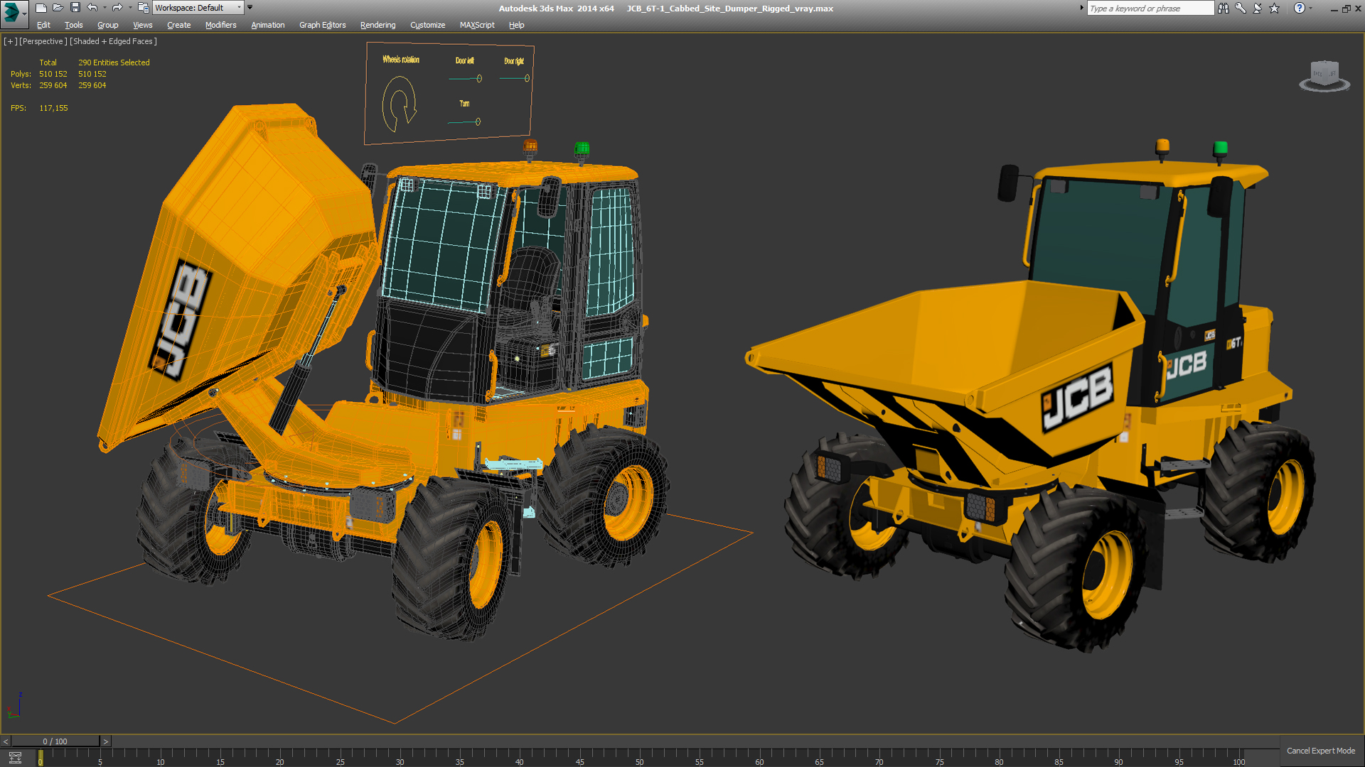 JCB 6T-1 Cabbed Site Dumper Rigged 3D model