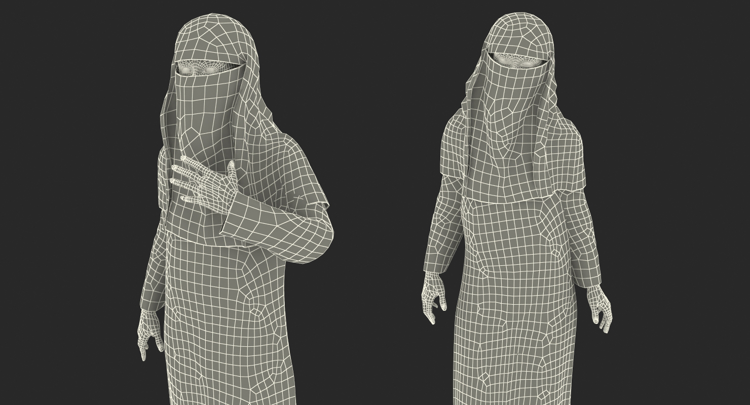 3D model Arabian Woman in Black Abaya Rigged