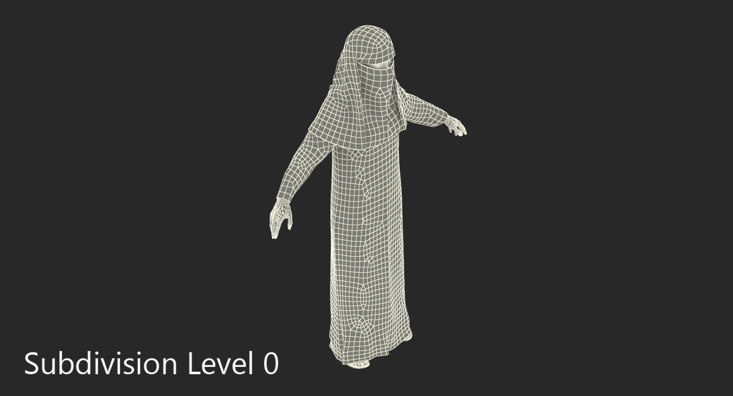 3D model Arabian Woman in Black Abaya Rigged