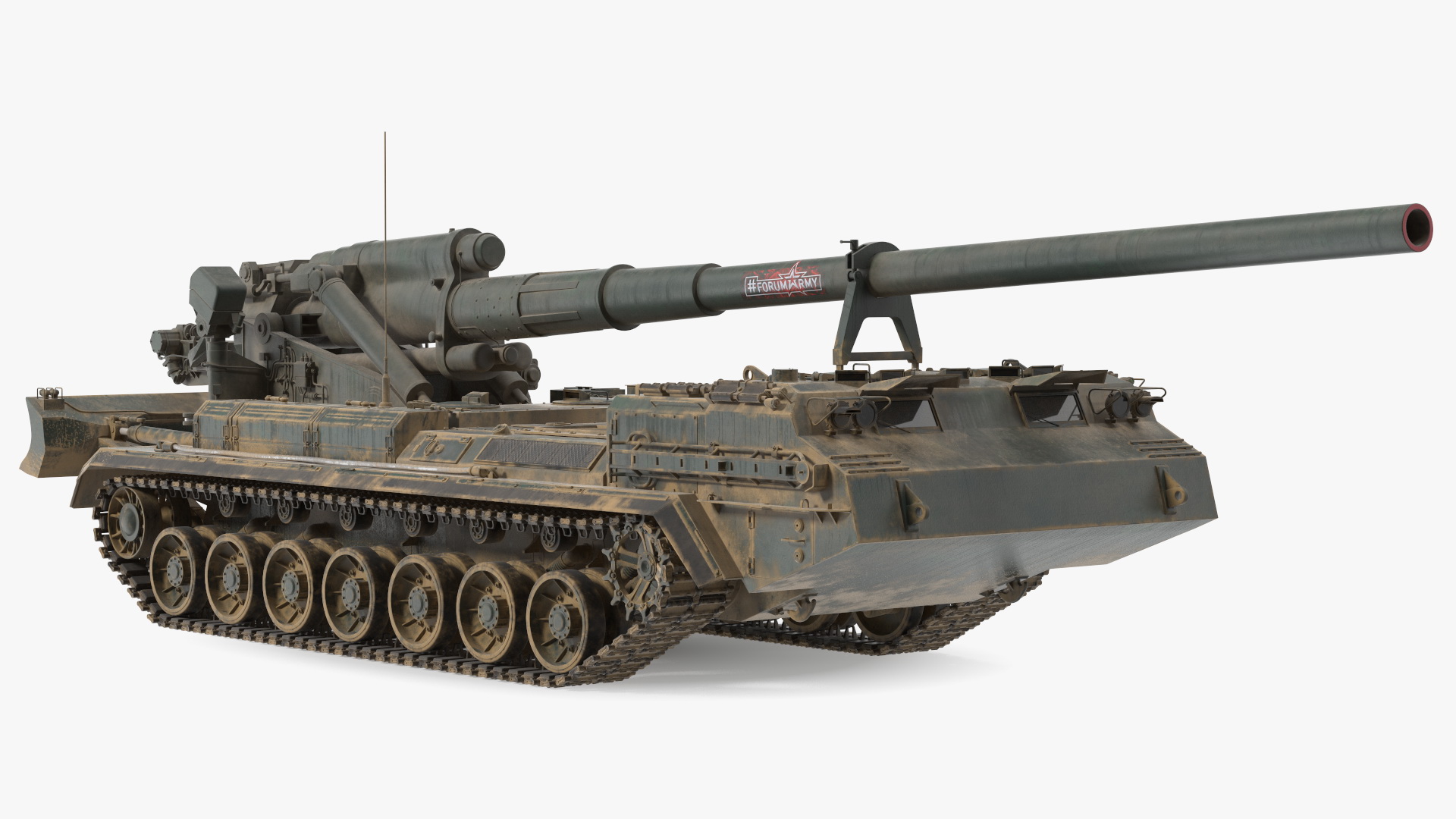 2S7 Pion Self Propelled Heavy Artillery Dirty Rigged 3D