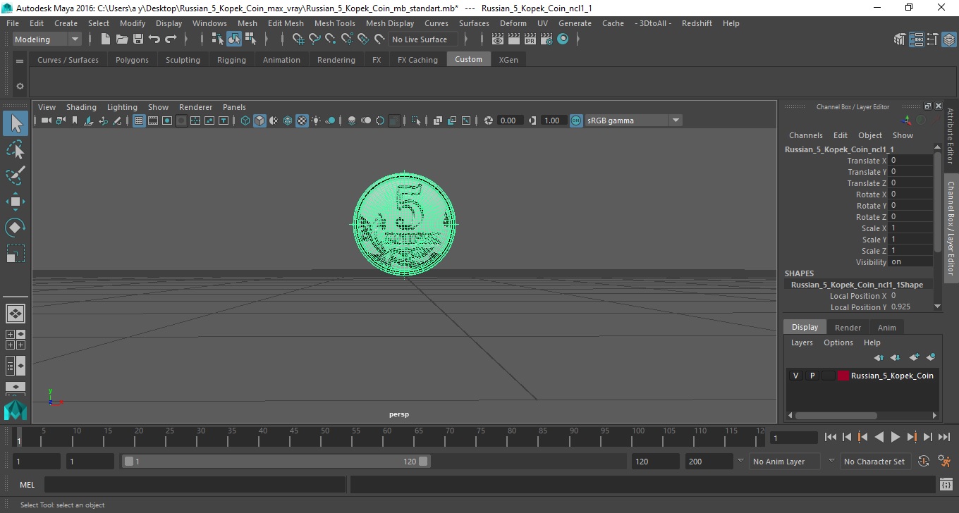 3D model Russian 5 Kopek Coin