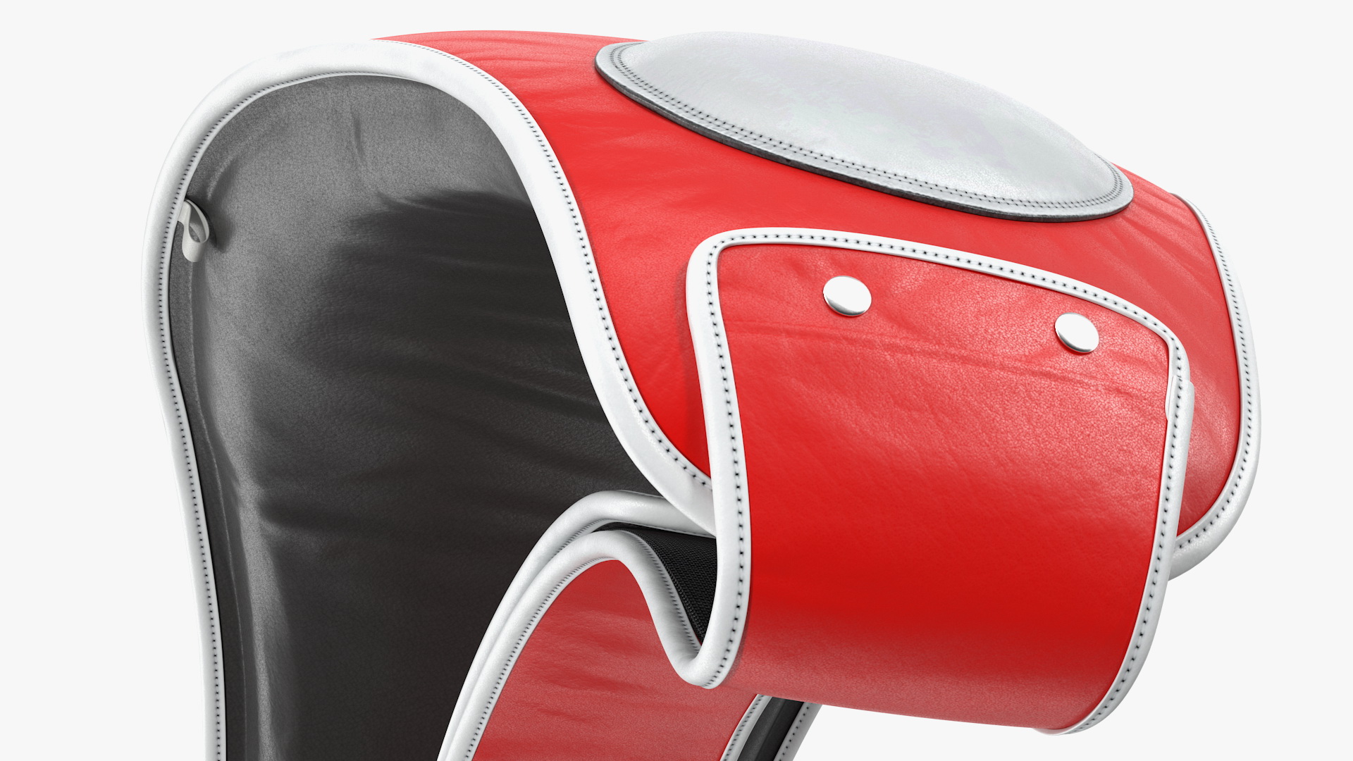 Muay Thai Leather Belly Pad White Red 3D