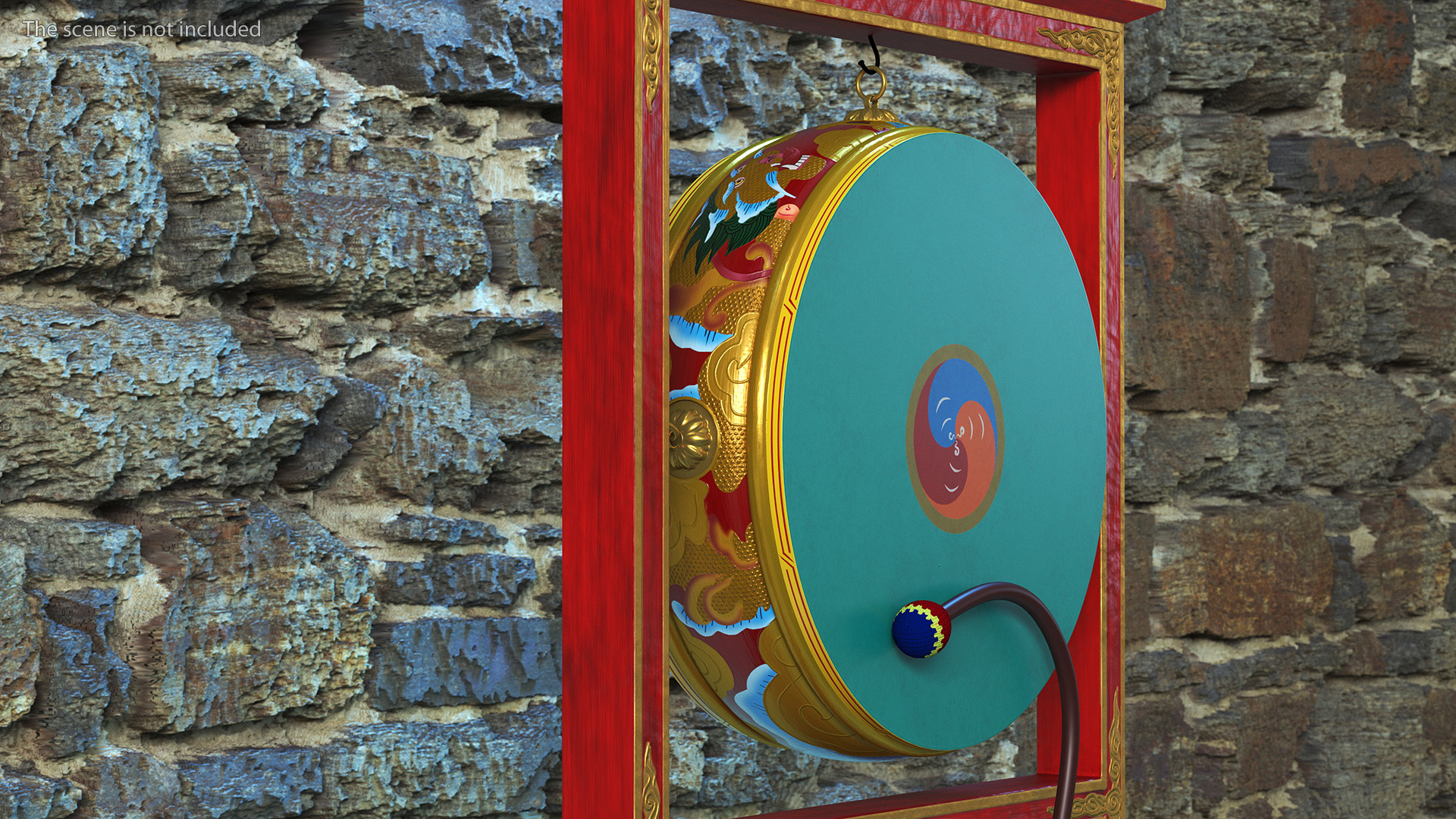 3D Tibetan Drum Tambourine model