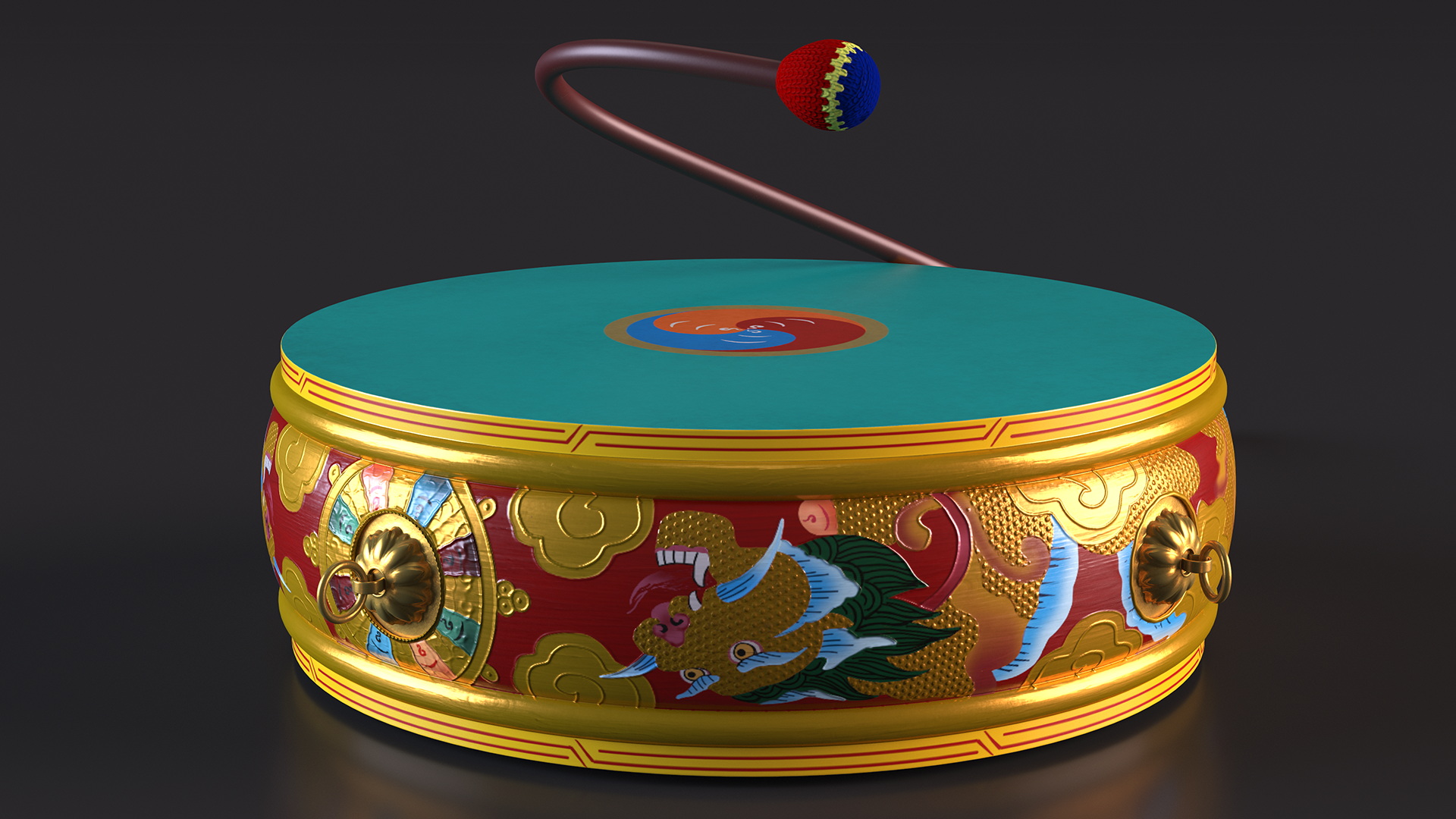 3D Tibetan Drum Tambourine model