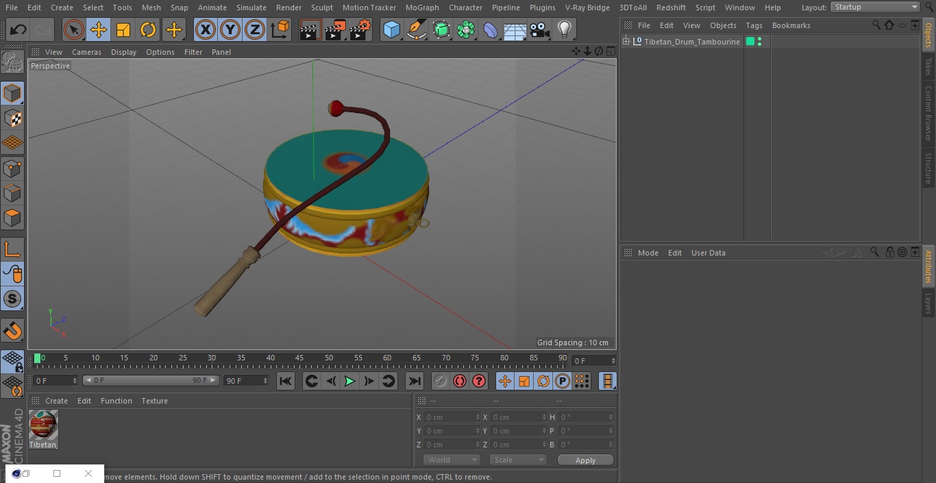 3D Tibetan Drum Tambourine model