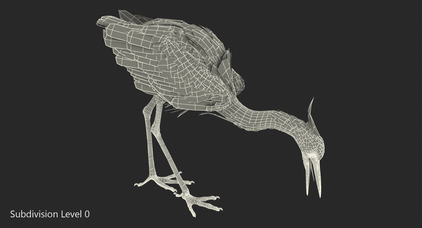 3D Great Blue Heron Eating Pose model