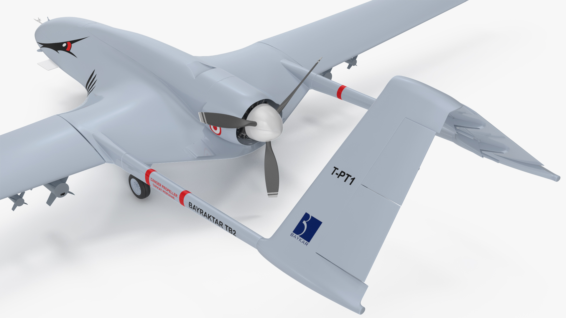 3D Bayraktar TB2 Unmanned Combat Aerial Vehicle Rigged