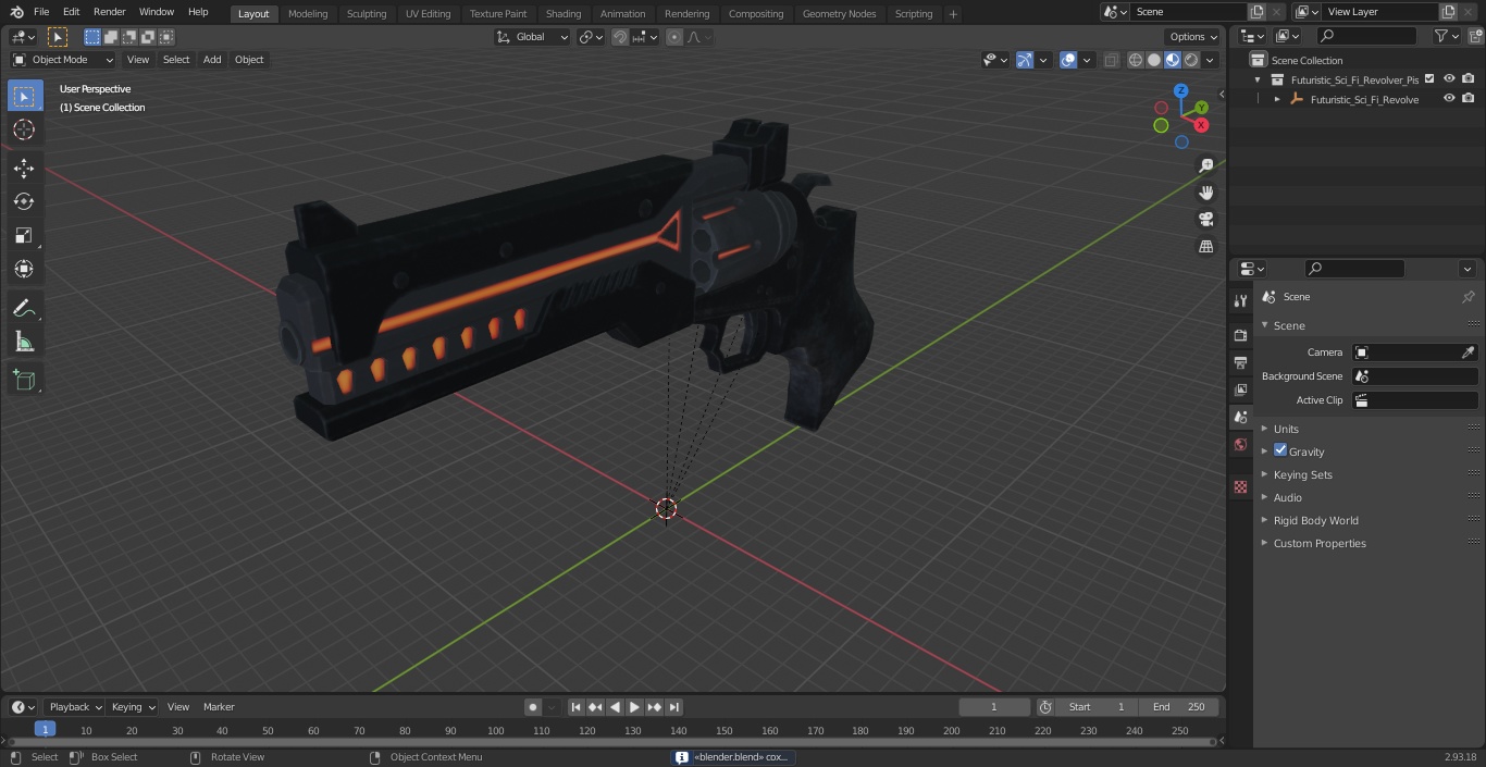 3D Futuristic Sci Fi Revolver Pistol model