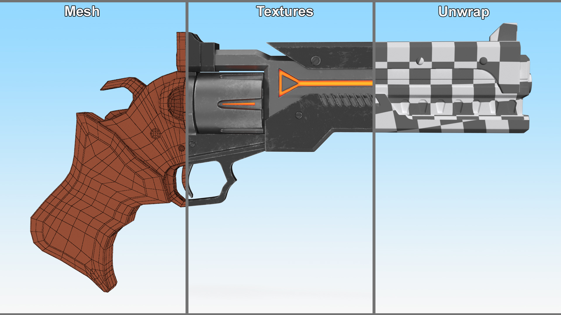 3D Futuristic Sci Fi Revolver Pistol model