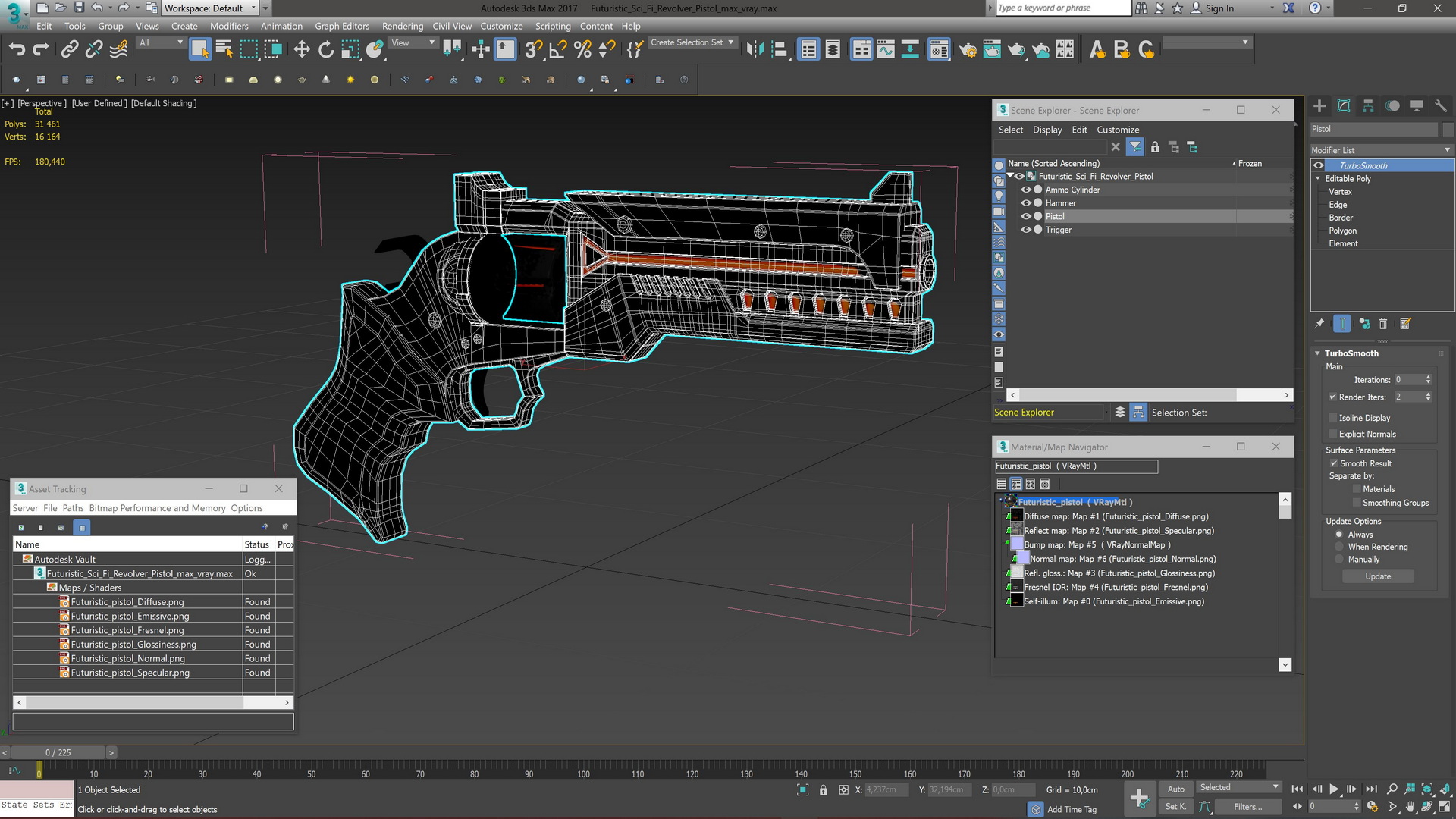 3D Futuristic Sci Fi Revolver Pistol model