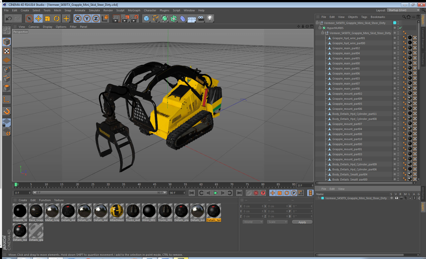 Vermeer S450TX Grapple Mini Skid Steer Dirty 3D model