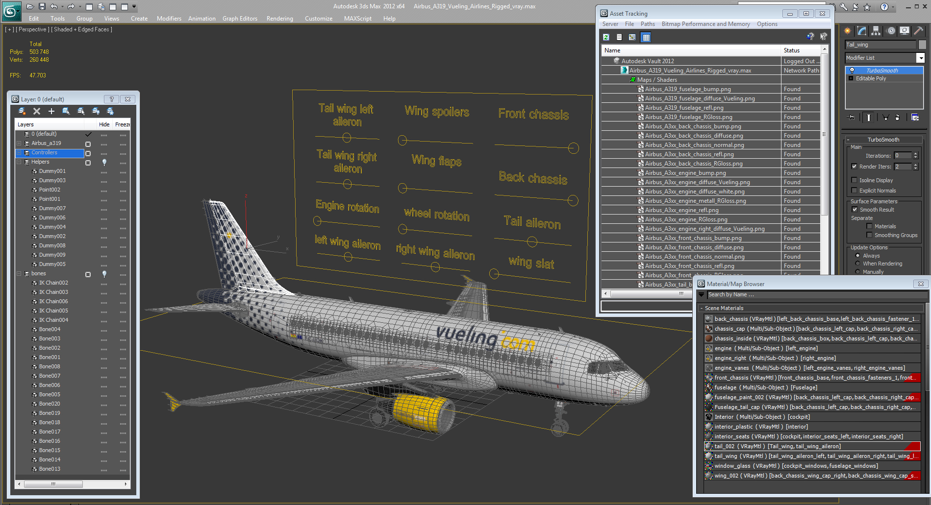 3D model Airbus A319 Vueling Airlines Rigged