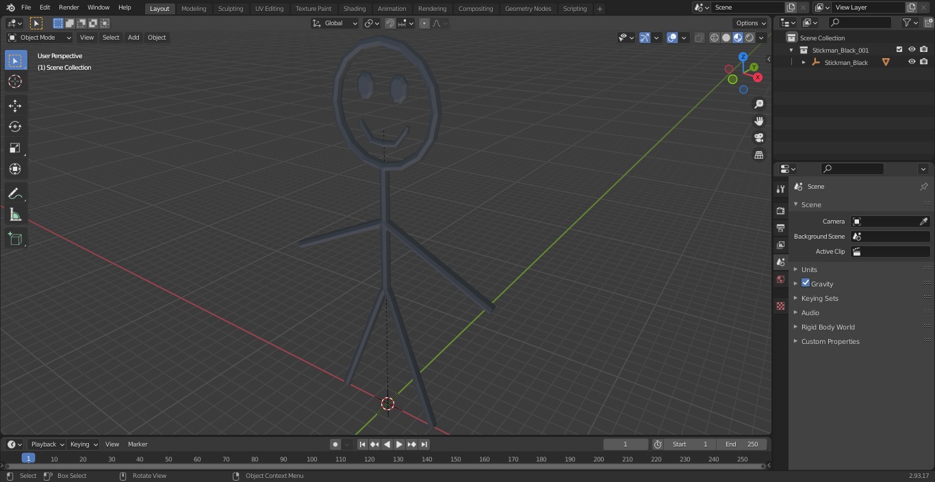 Stickman Black 3D model