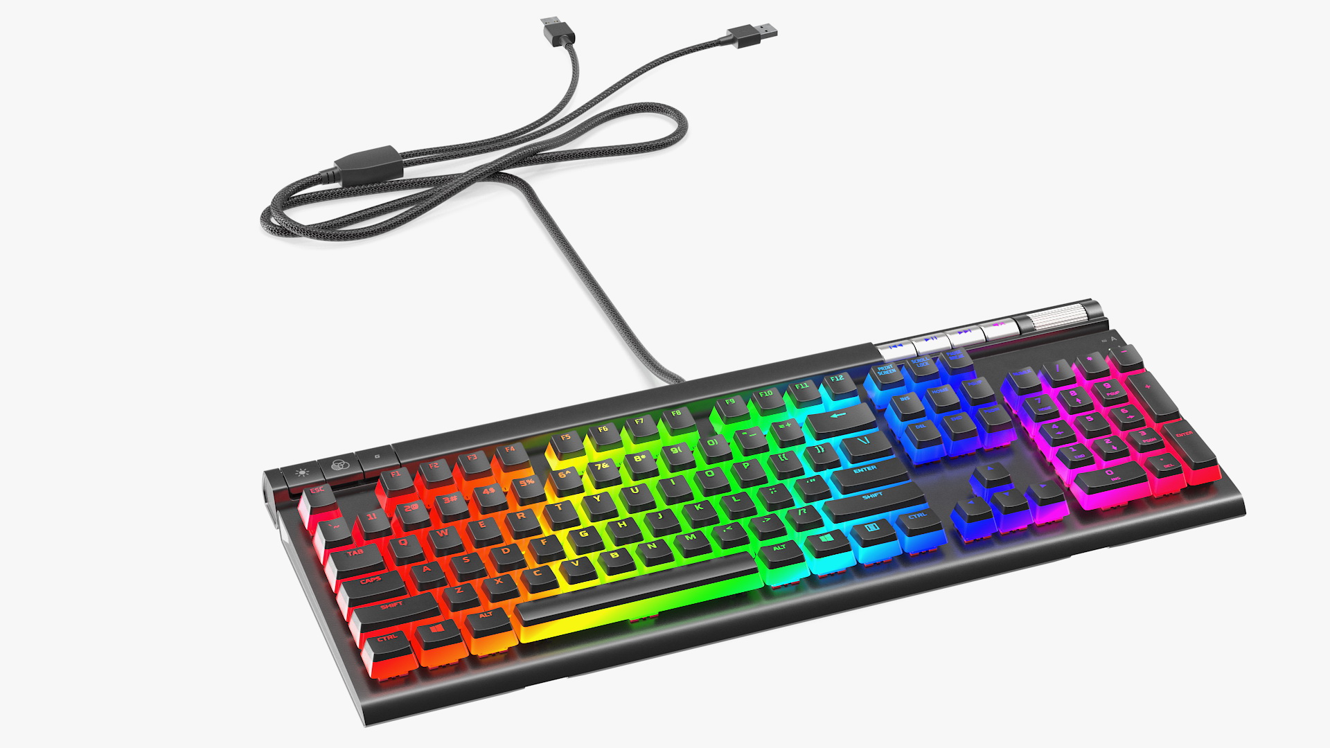 RGB Mechanical Gaming Keyboard switched On 3D