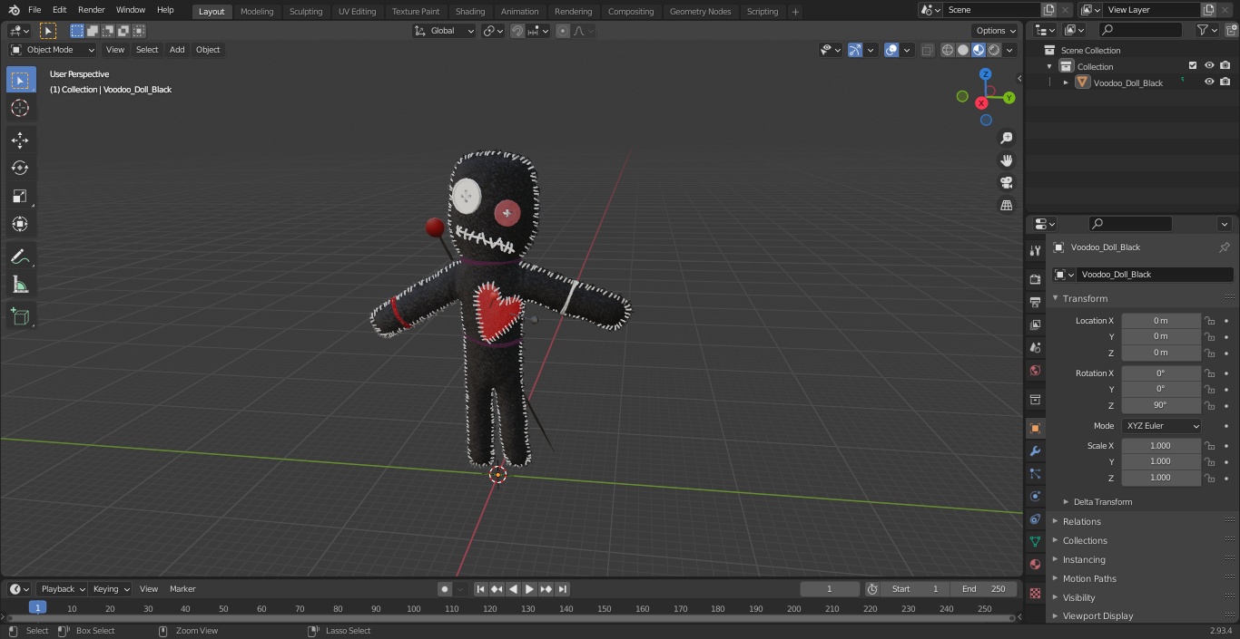 Voodoo Doll Black 3D