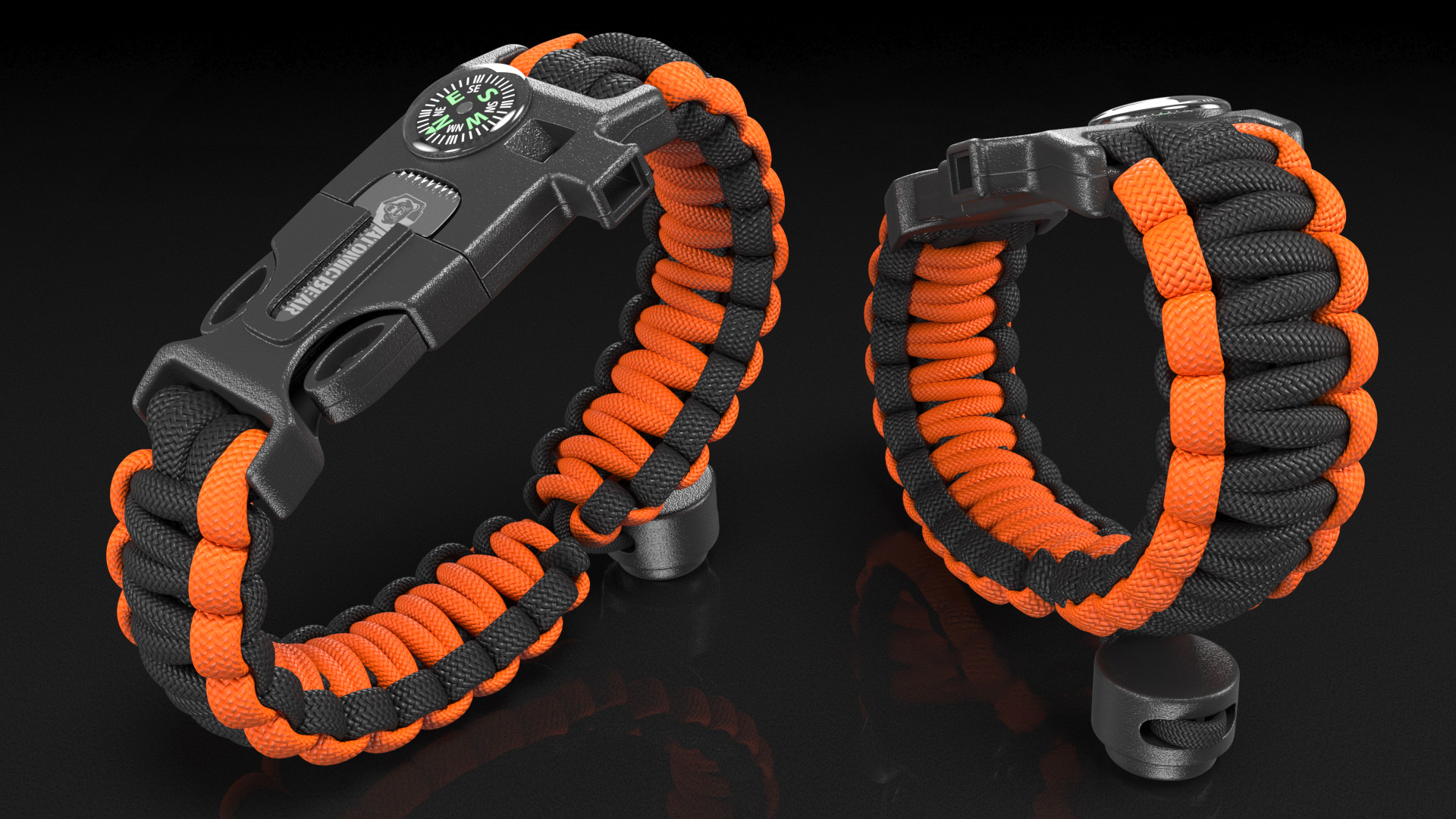 3D model Atomic Bear Tactical Paracord Bracelet Orange