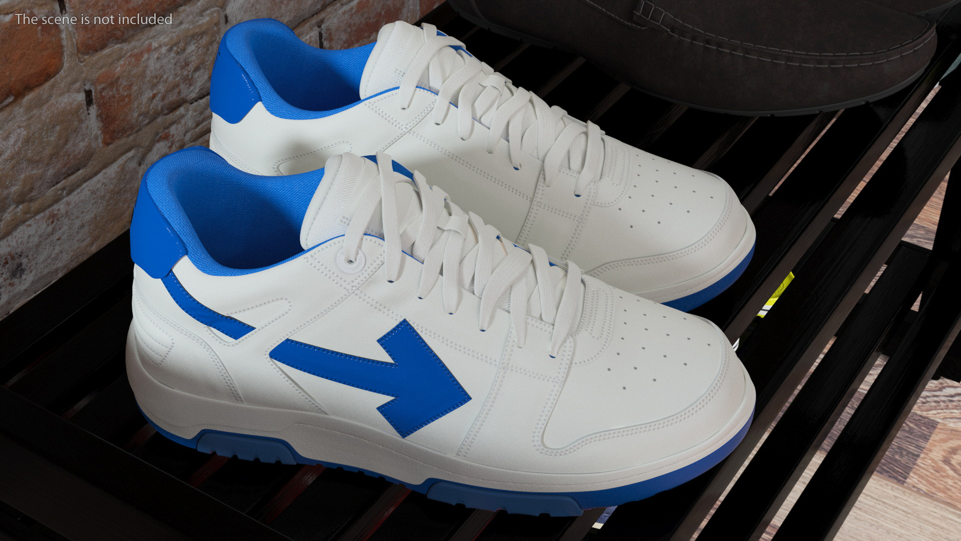 3D Leather Sneakers Off White Blue