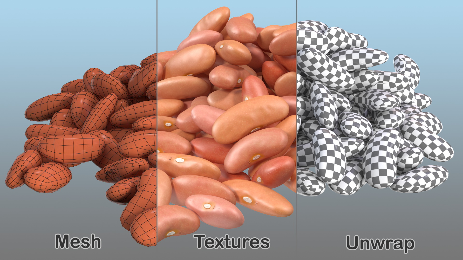 3D model Pile of Light Red Kidney Beans