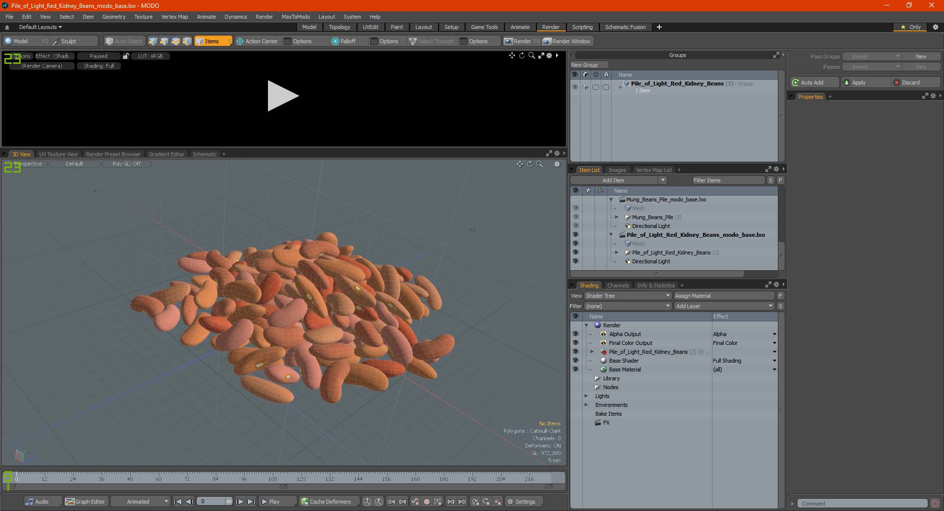 3D model Pile of Light Red Kidney Beans