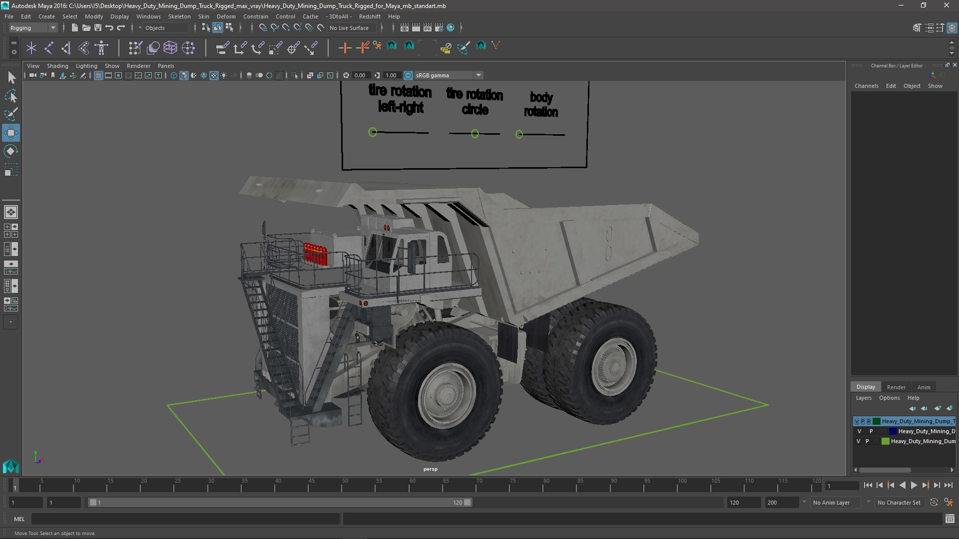 Heavy Duty Mining Dump Truck Rigged for Maya 3D model