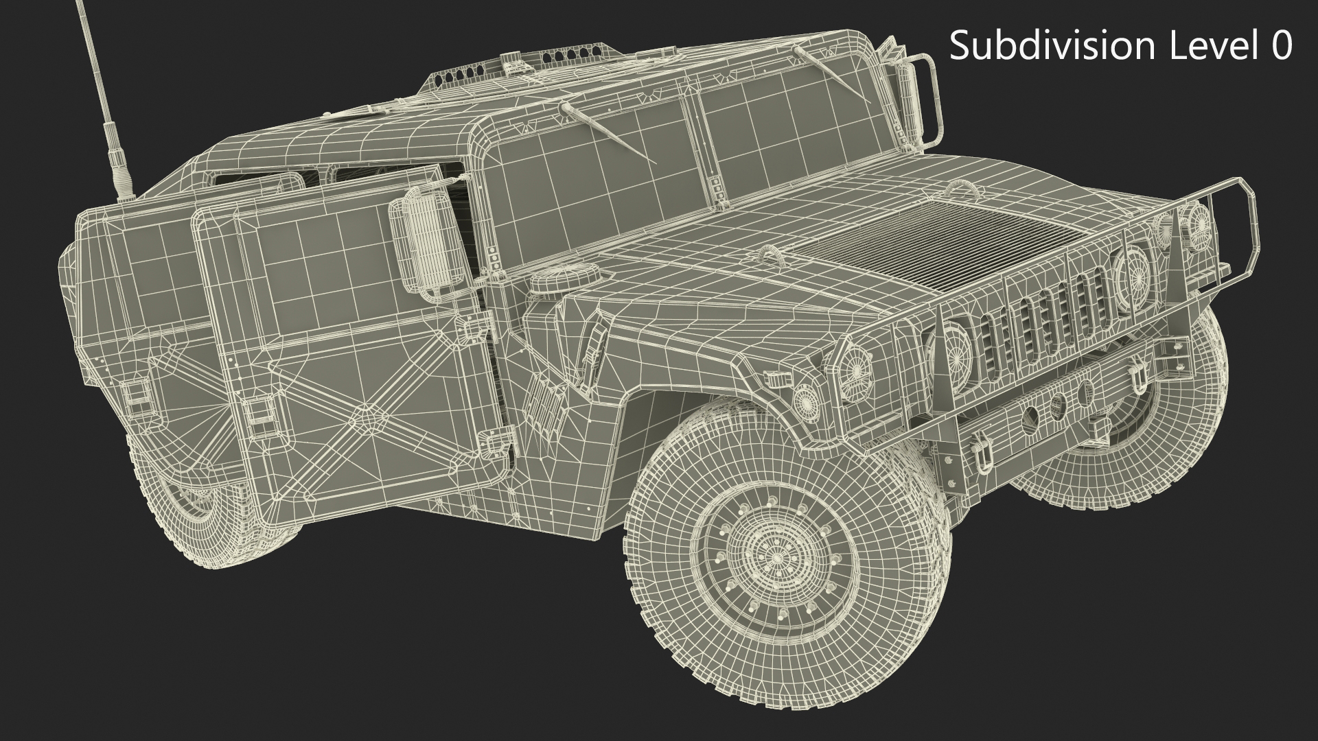 Military Humvee Vehicle Rigged for Cinema 4D 3D model