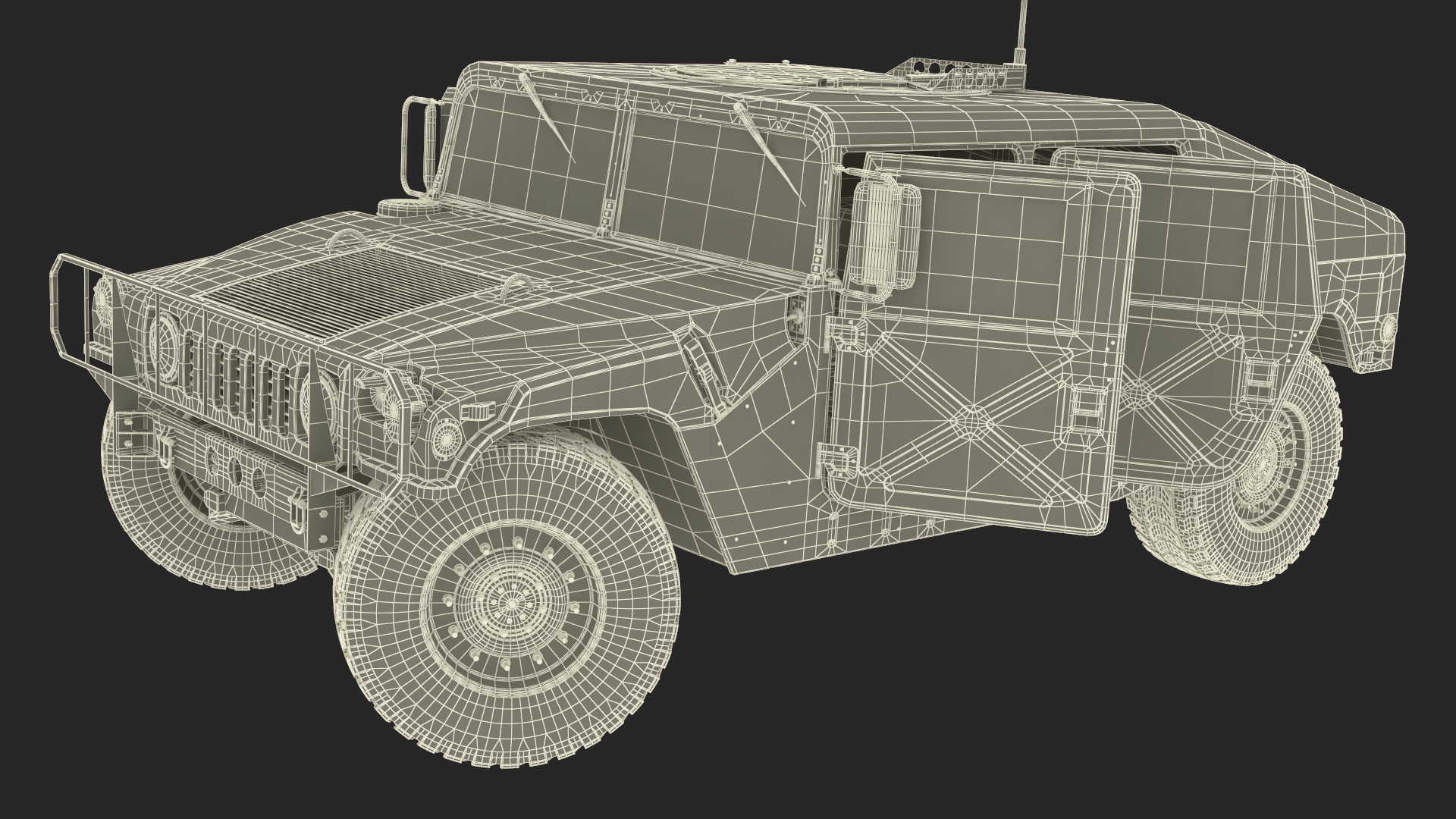 Military Humvee Vehicle Rigged for Cinema 4D 3D model