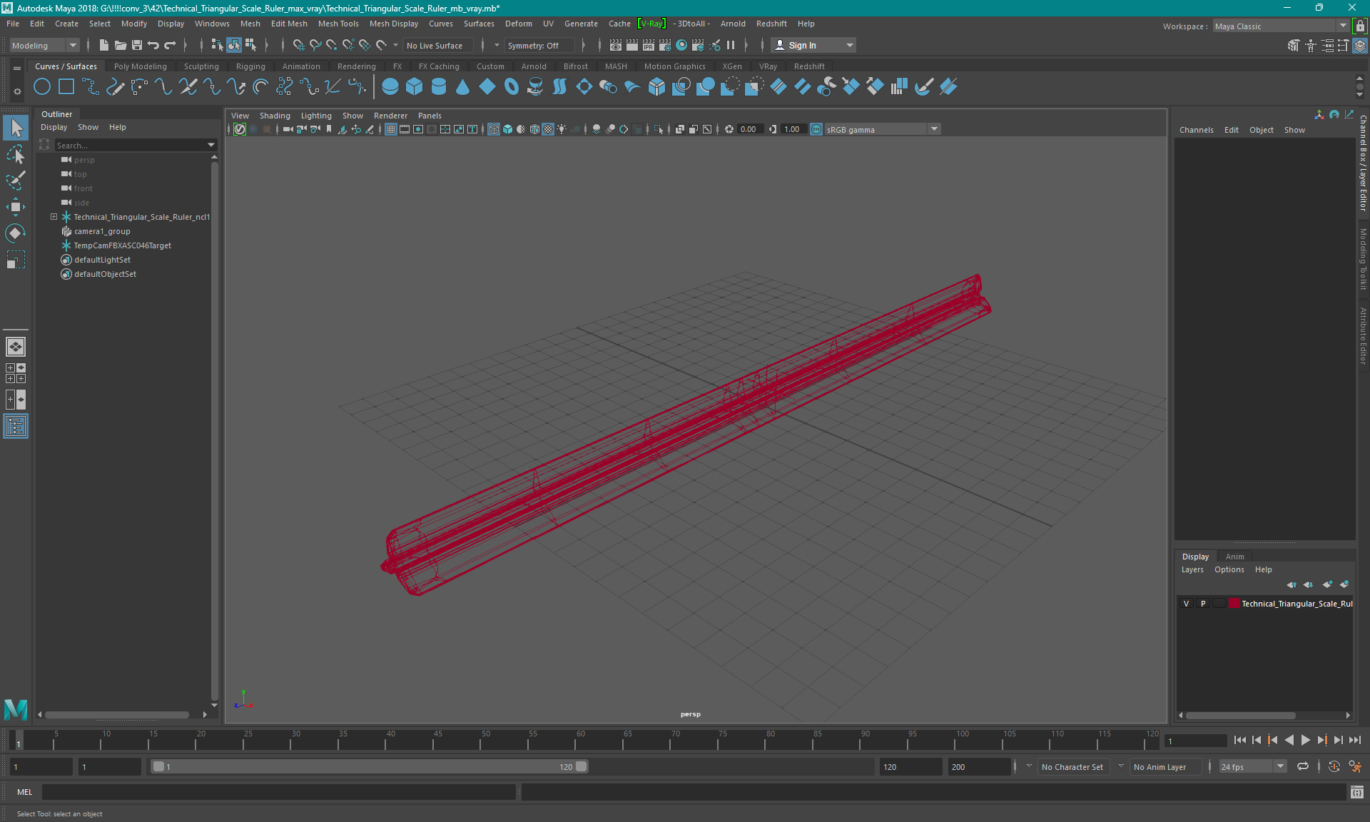 Technical Triangular Scale Ruler 3D