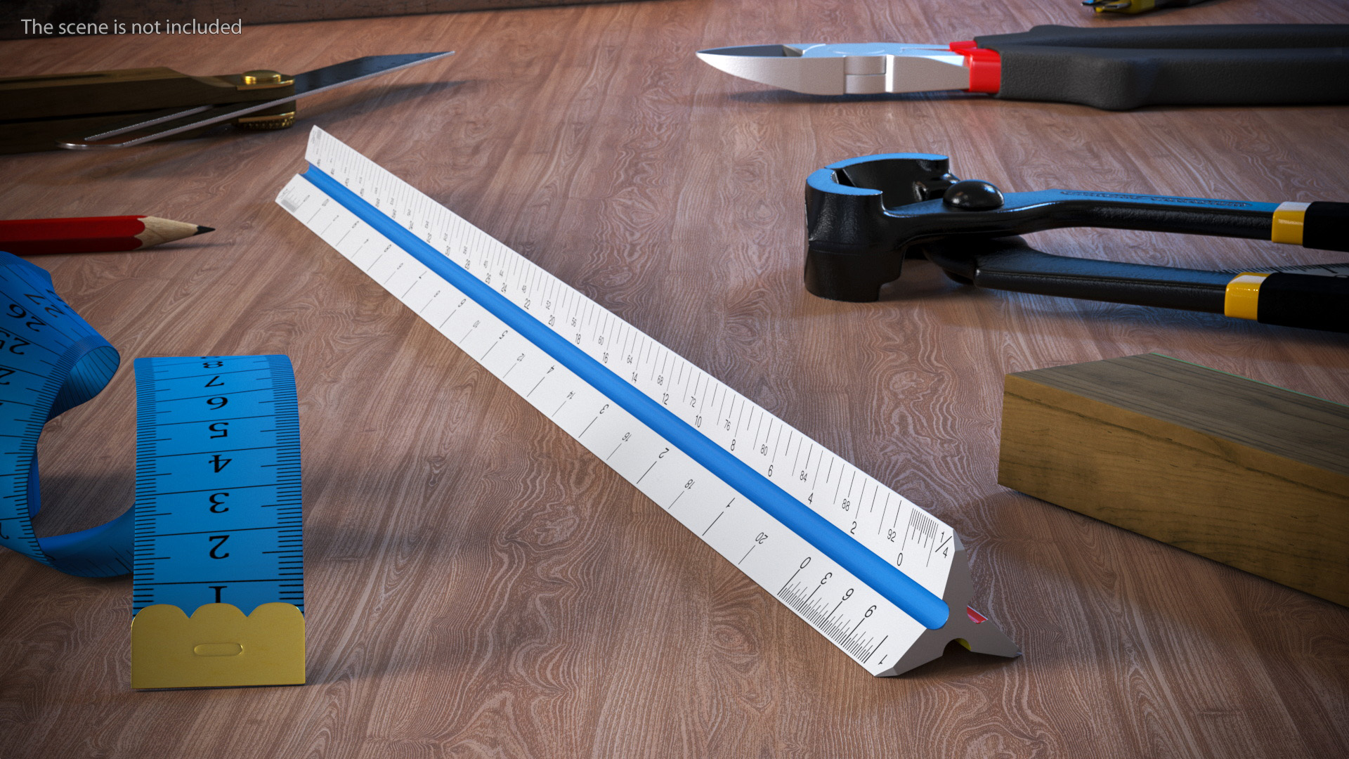 Technical Triangular Scale Ruler 3D